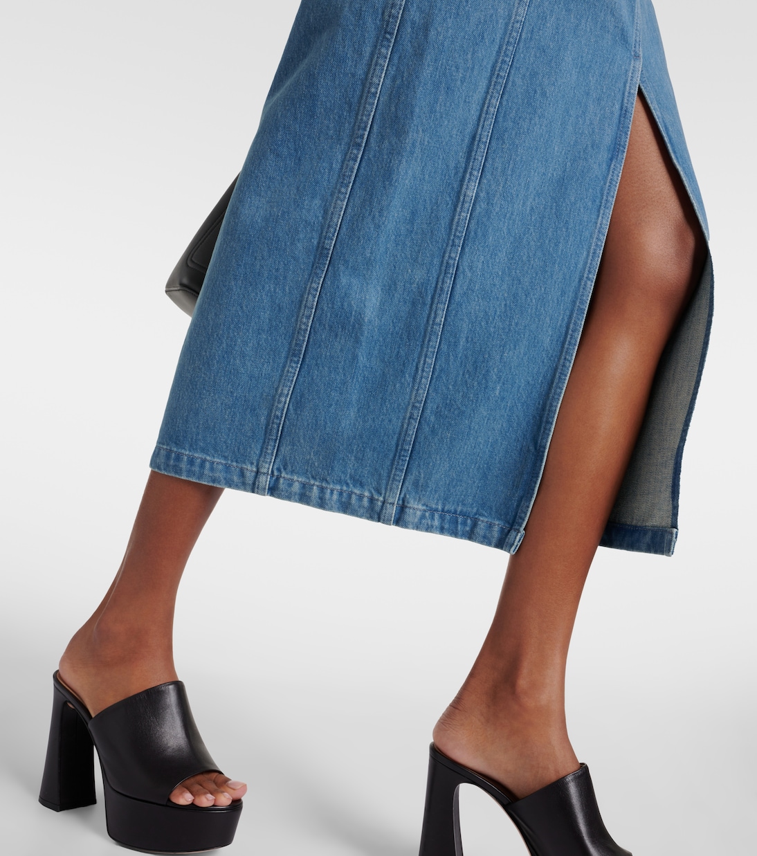 Jupe midi en jean à taille haute | Patou