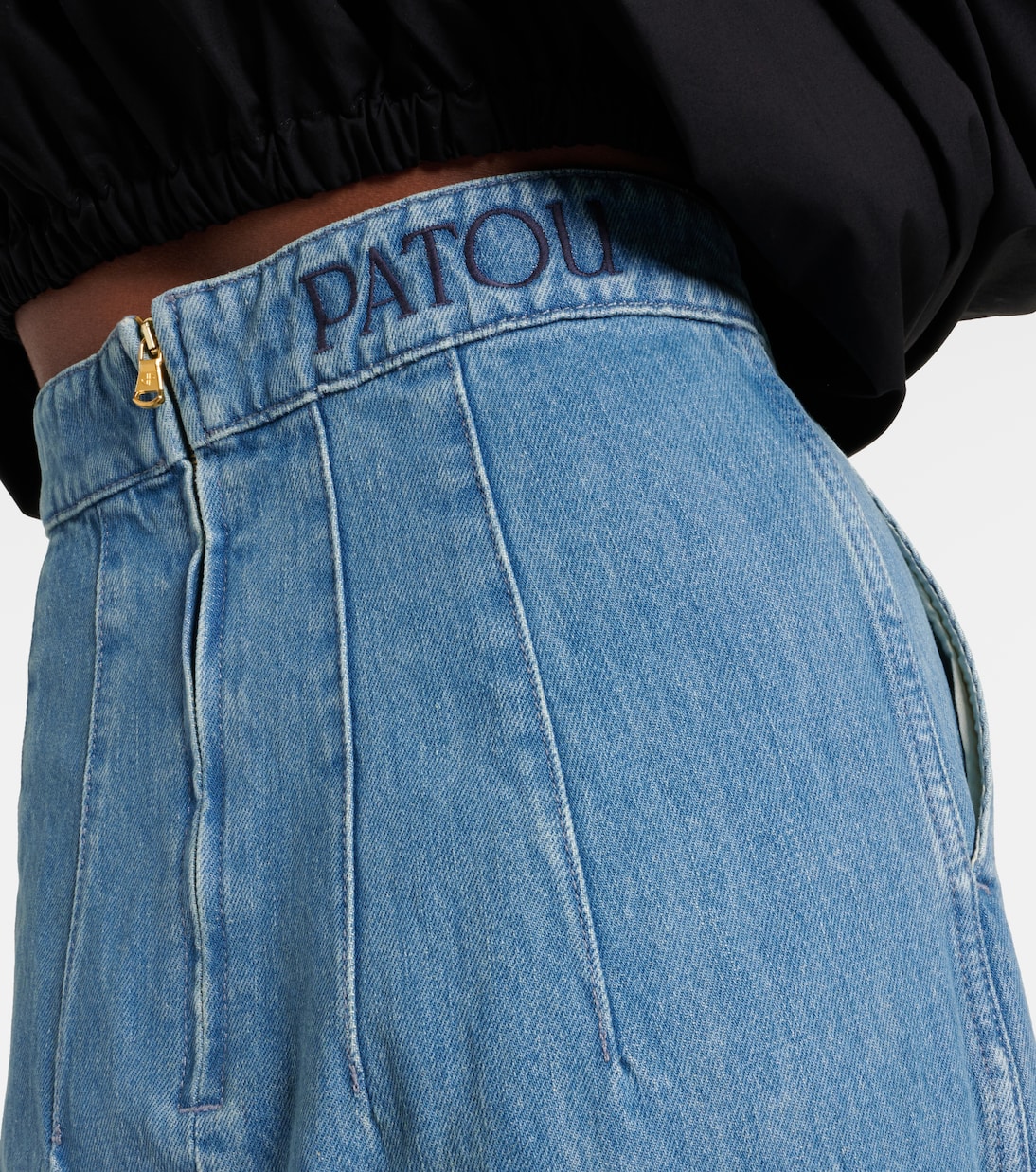 Jupe midi en jean à taille haute | Patou