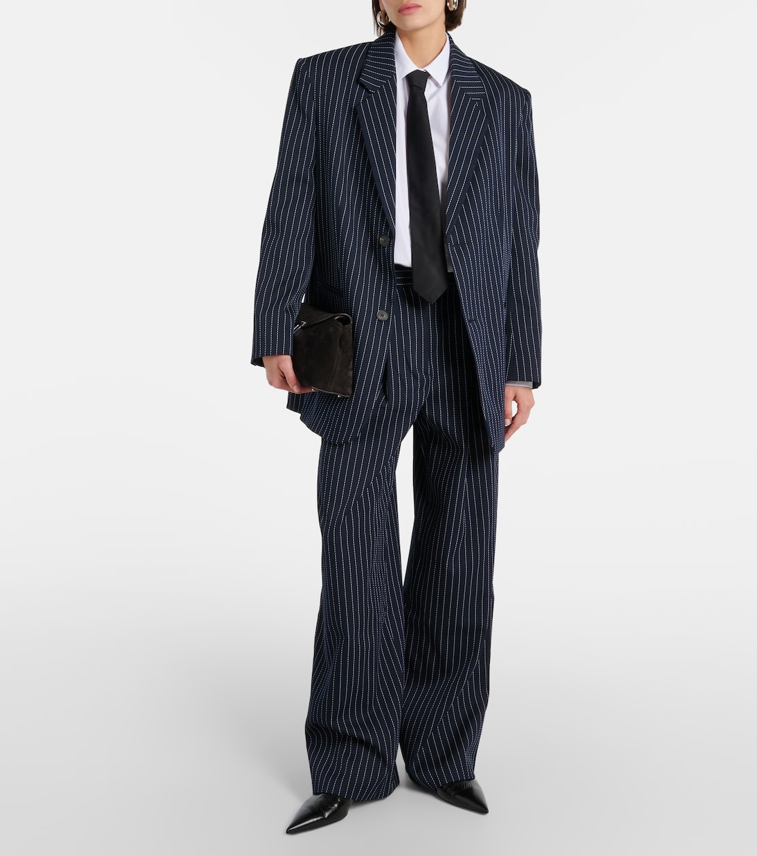 Blazer gessato Aiden in twill  | The Frankie Shop