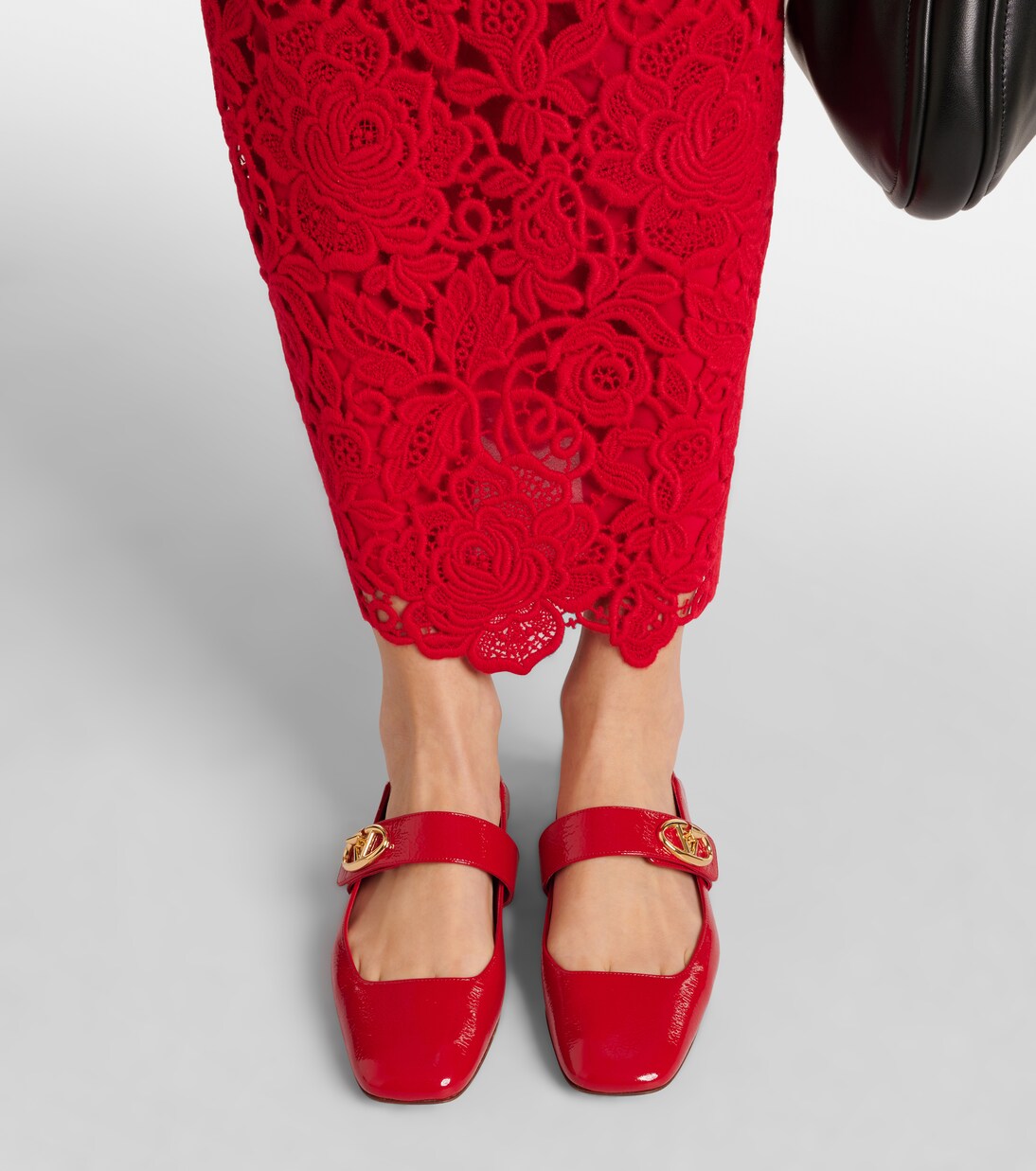 VLogo Locker patent leather Mary Jane flats in red Valentino Garavani Mytheresa