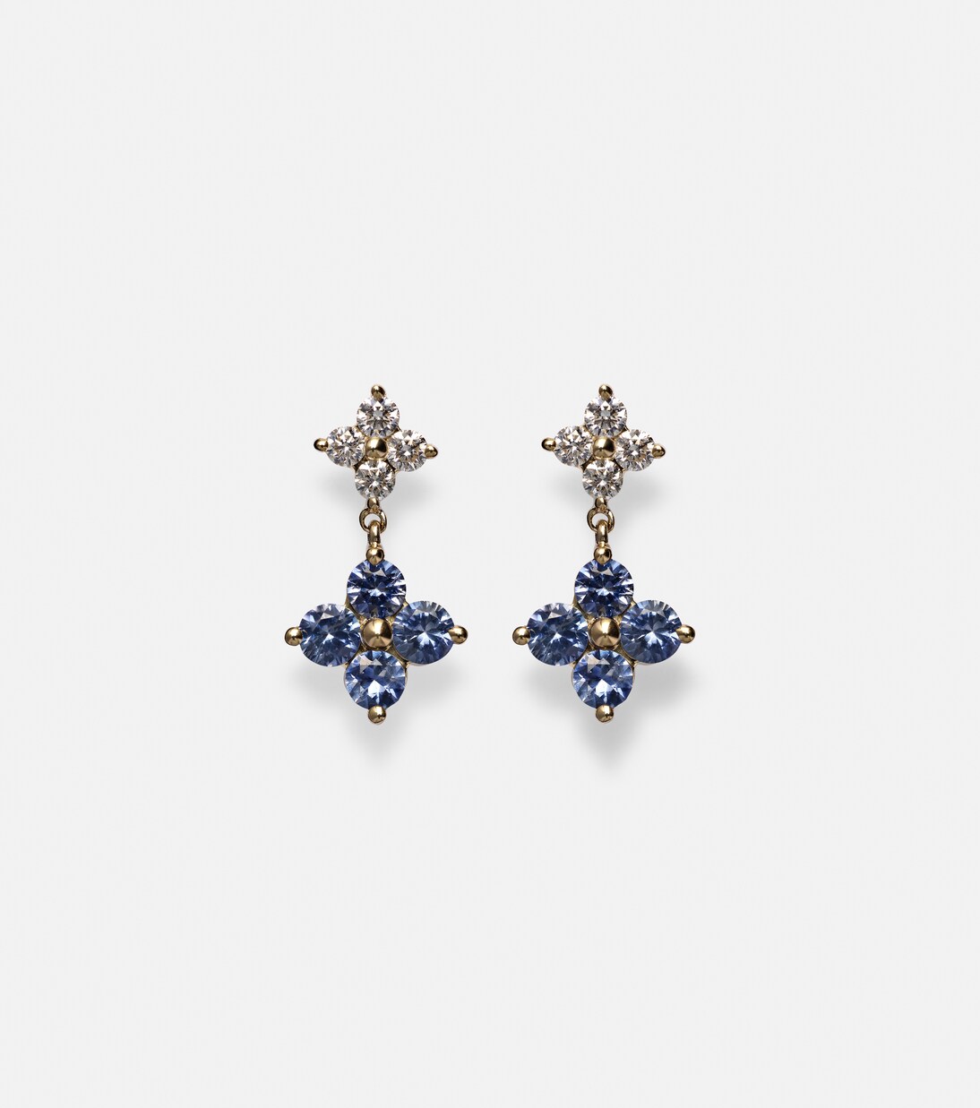 Orecchini in oro 10kt con zaffiro e diamanti 