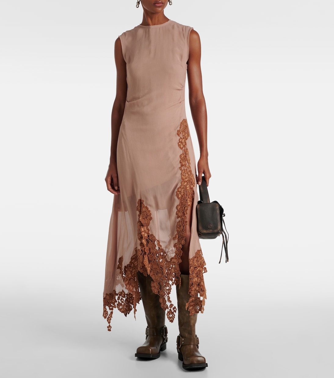 Abito midi in crêpe e pizzo | Acne Studios