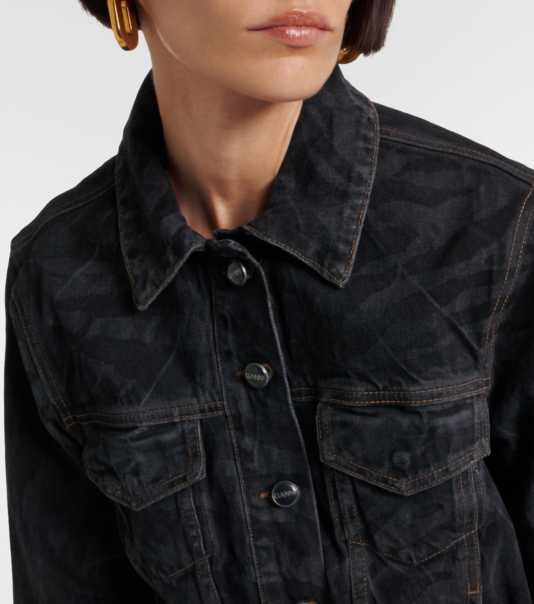 Veste imprimée en jean | Ganni
