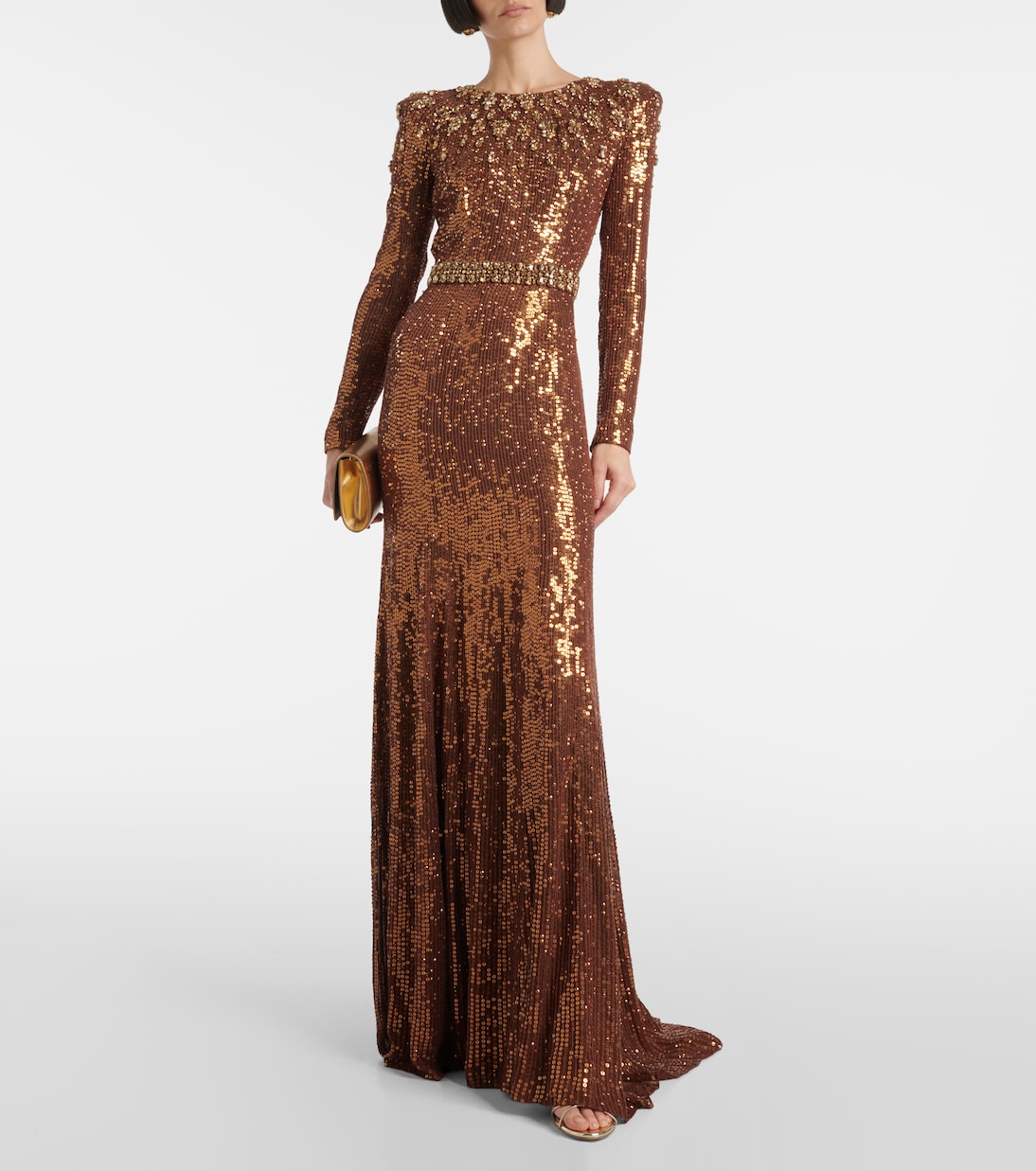 Abito lungo Ginevra con paillettes | Jenny Packham