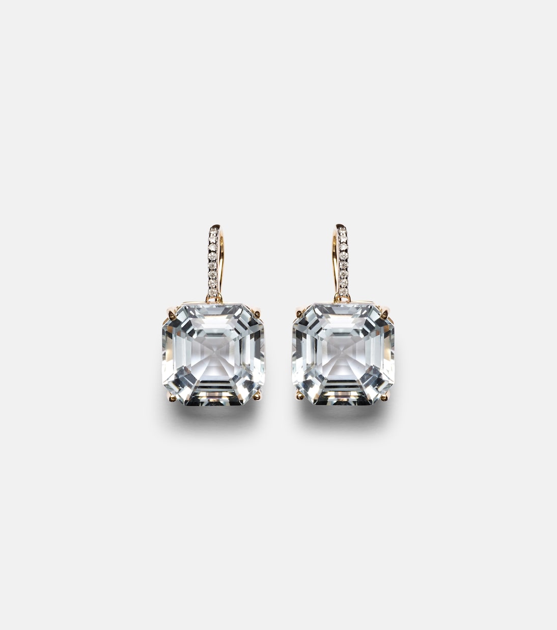 Boucles d'oreilles en or 14 ct, diamants et quartz | Mateo