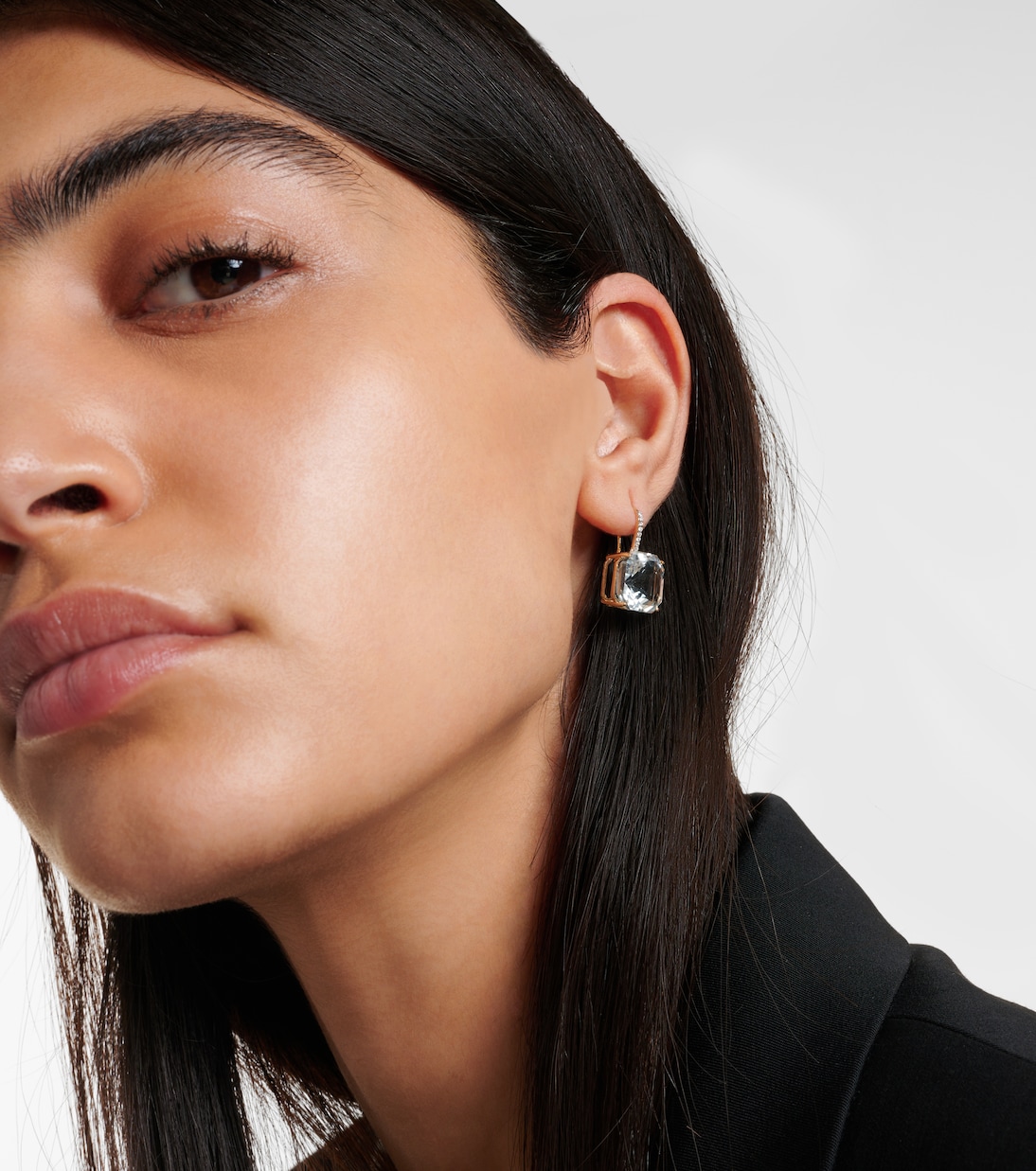 Boucles d'oreilles en or 14 ct, diamants et quartz | Mateo