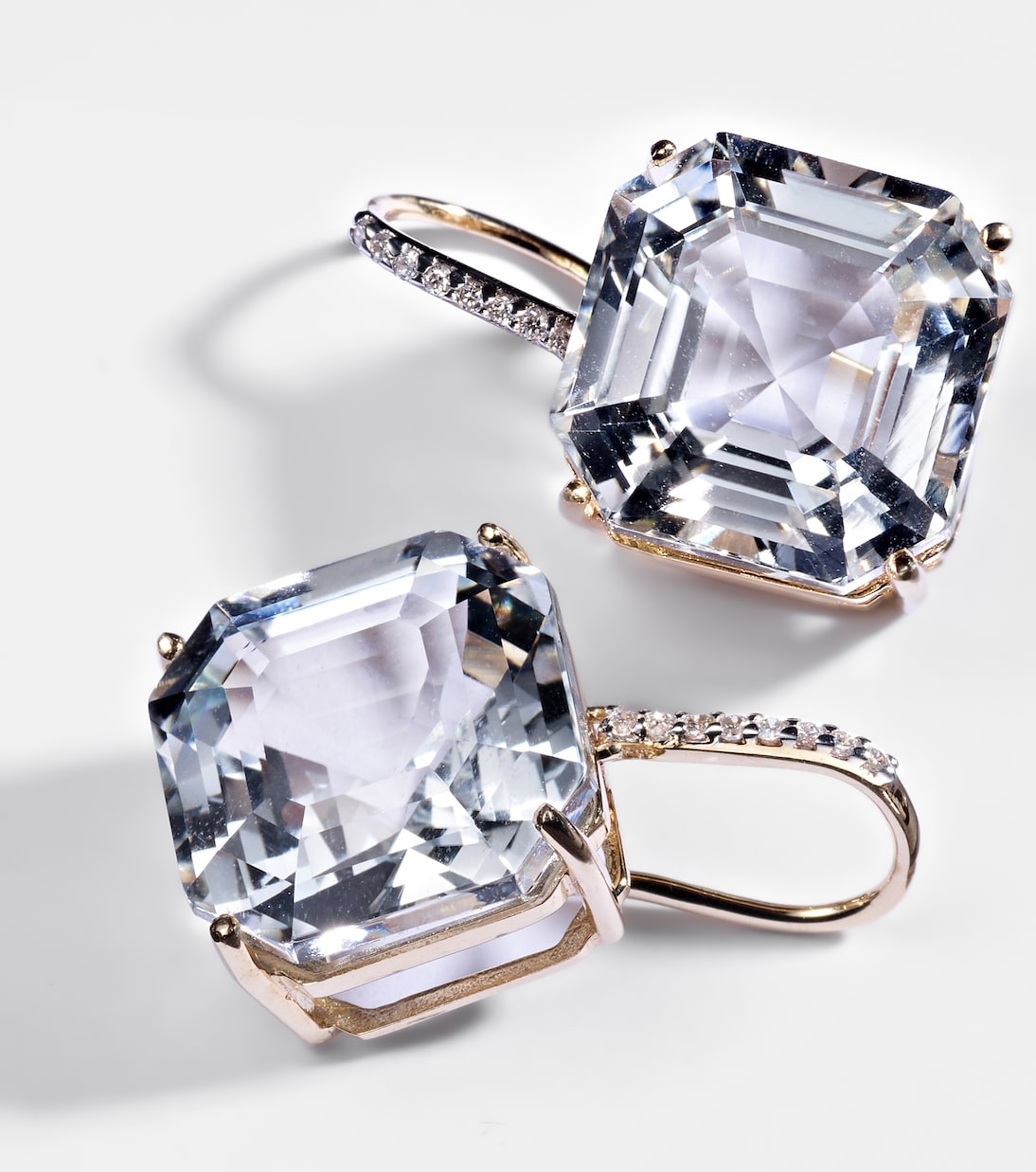 Boucles d'oreilles en or 14 ct, diamants et quartz | Mateo