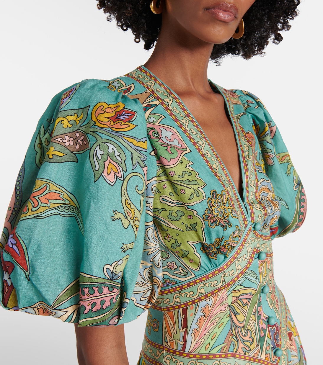 Franca printed linen midi dress | Alémais