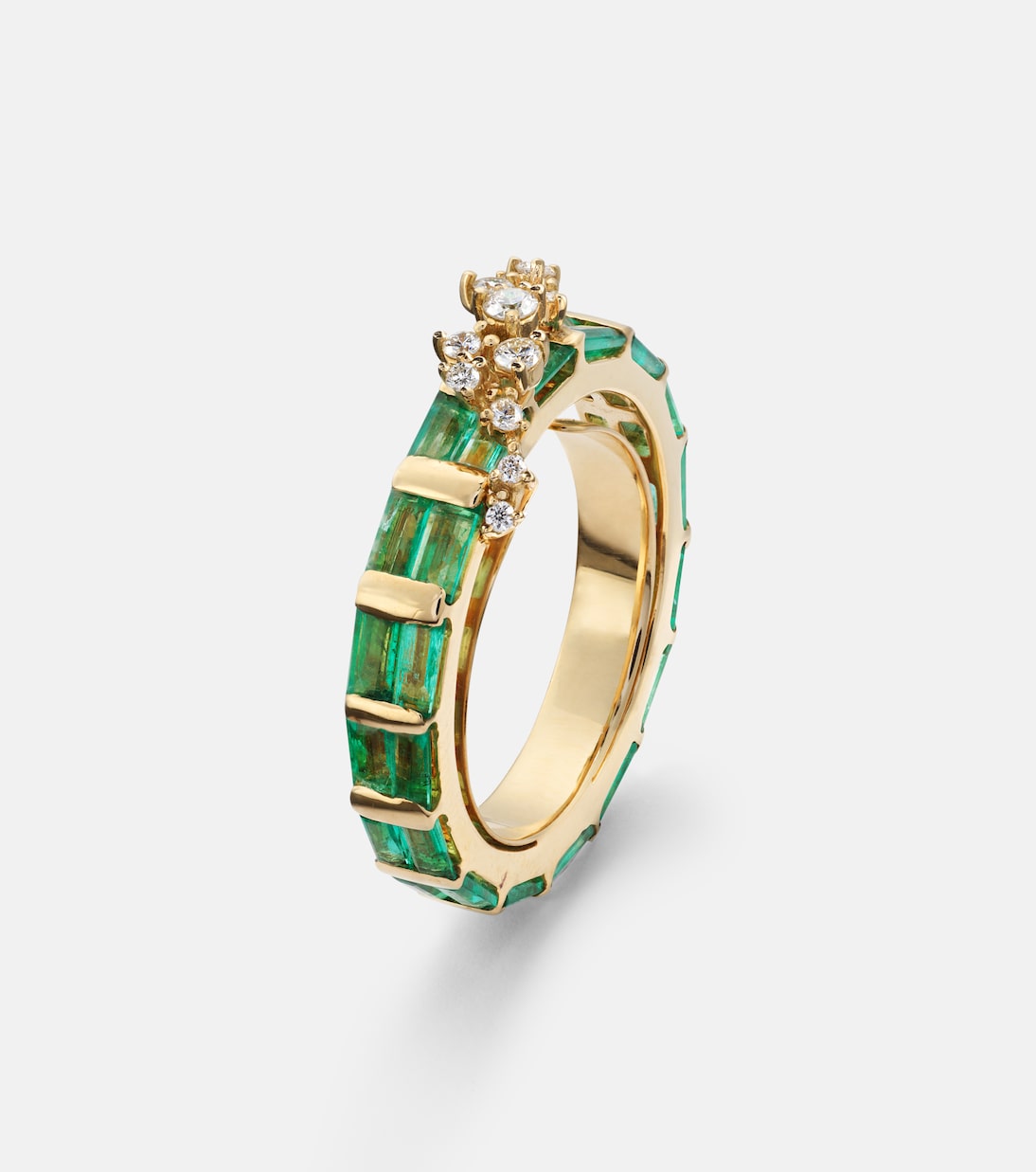 Bague Scatter en or 18 ct, émeraudes et diamants | Ananya