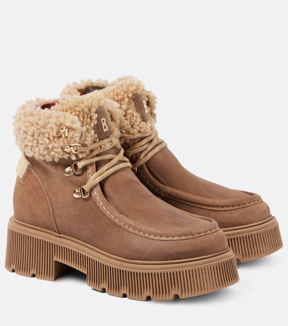 Turin suede and shearling lace up boots in beige Bogner Mytheresa