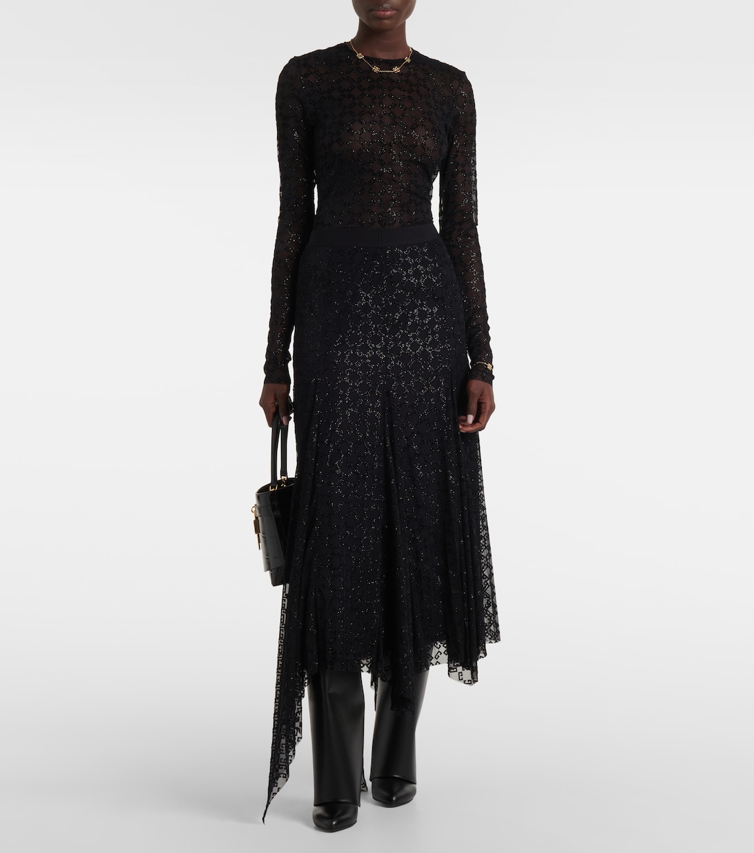 Monogram 72 Glitter sheer mesh bodysuit | Givenchy