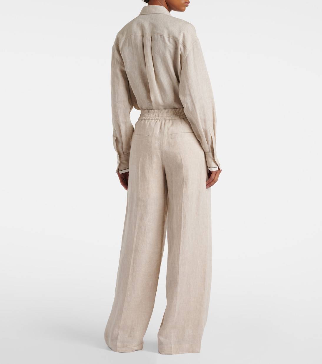 Pantaloni a gamba larga in lino | Brunello Cucinelli