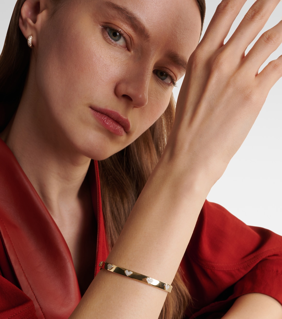 Heart 14kt gold bangle with diamonds | Sydney Evan