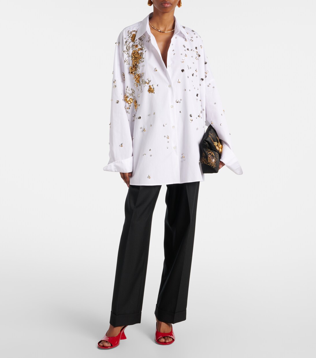 Camicia in popeline di cotone con applicazioni | Dries Van Noten