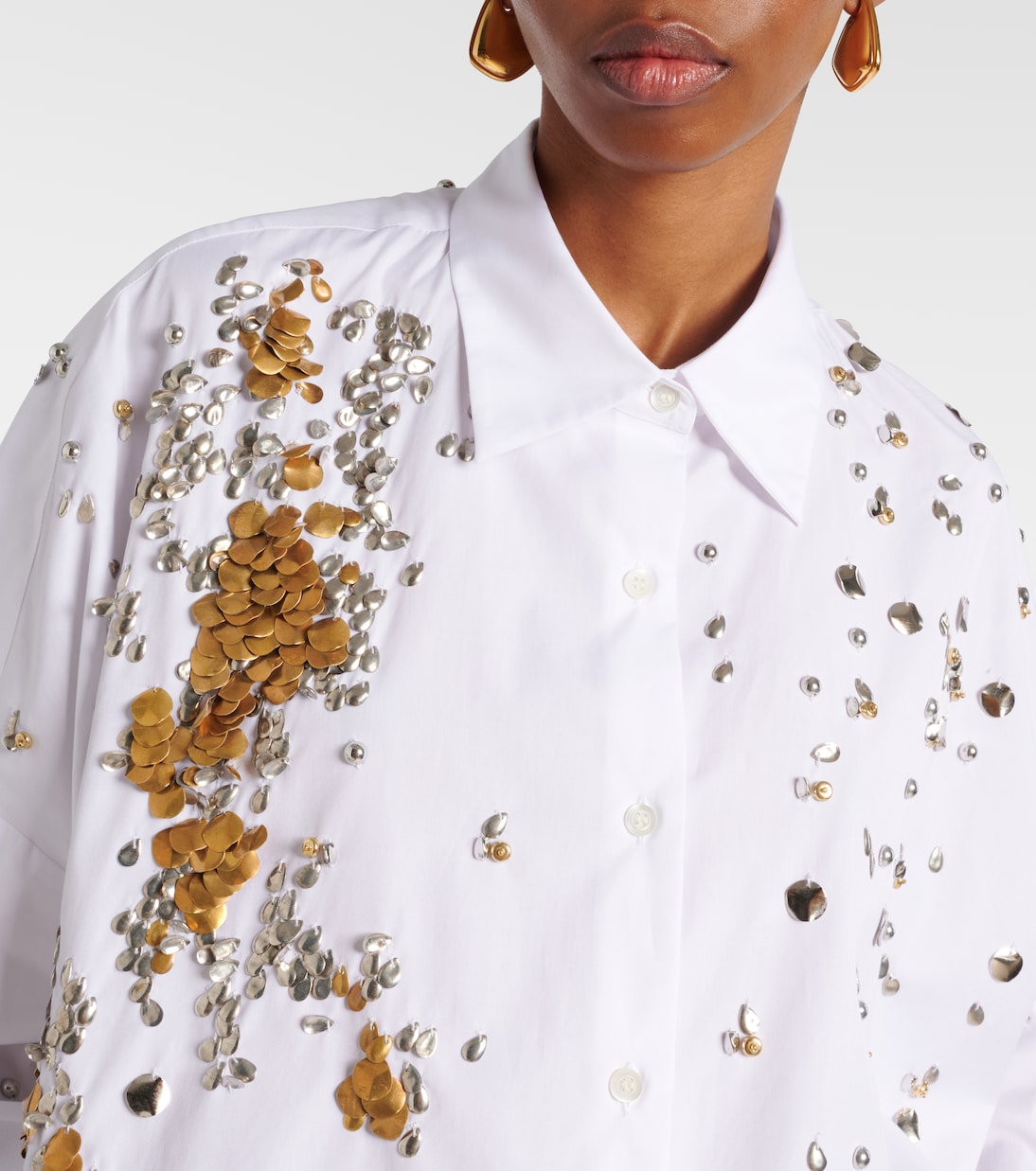 Camicia in popeline di cotone con applicazioni | Dries Van Noten