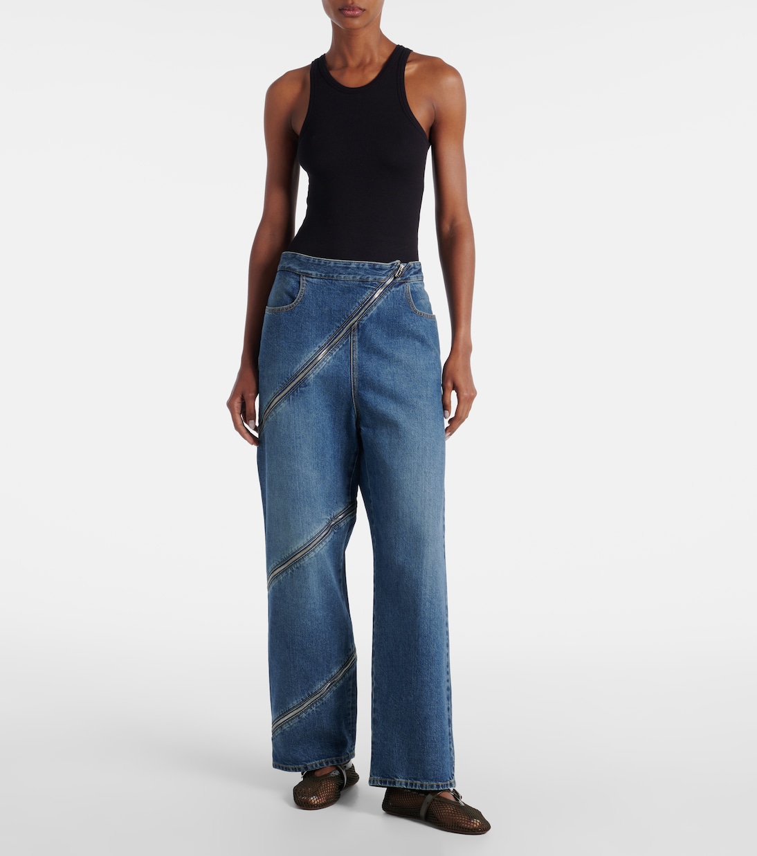 Ballerinas aus Mesh und Leder | Alaïa