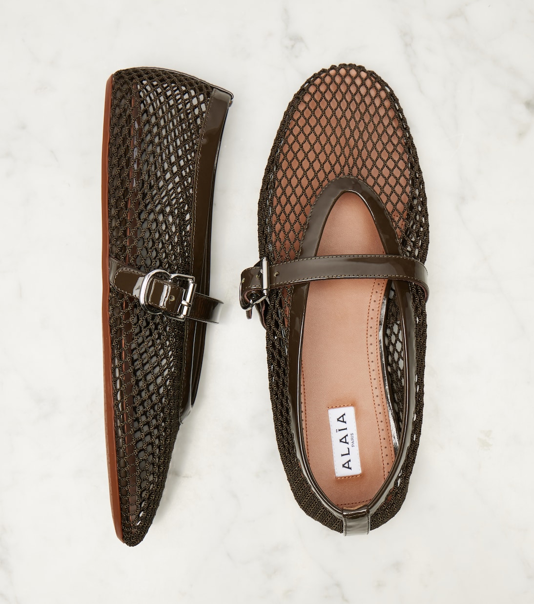 Ballerinas aus Mesh und Leder | Alaïa