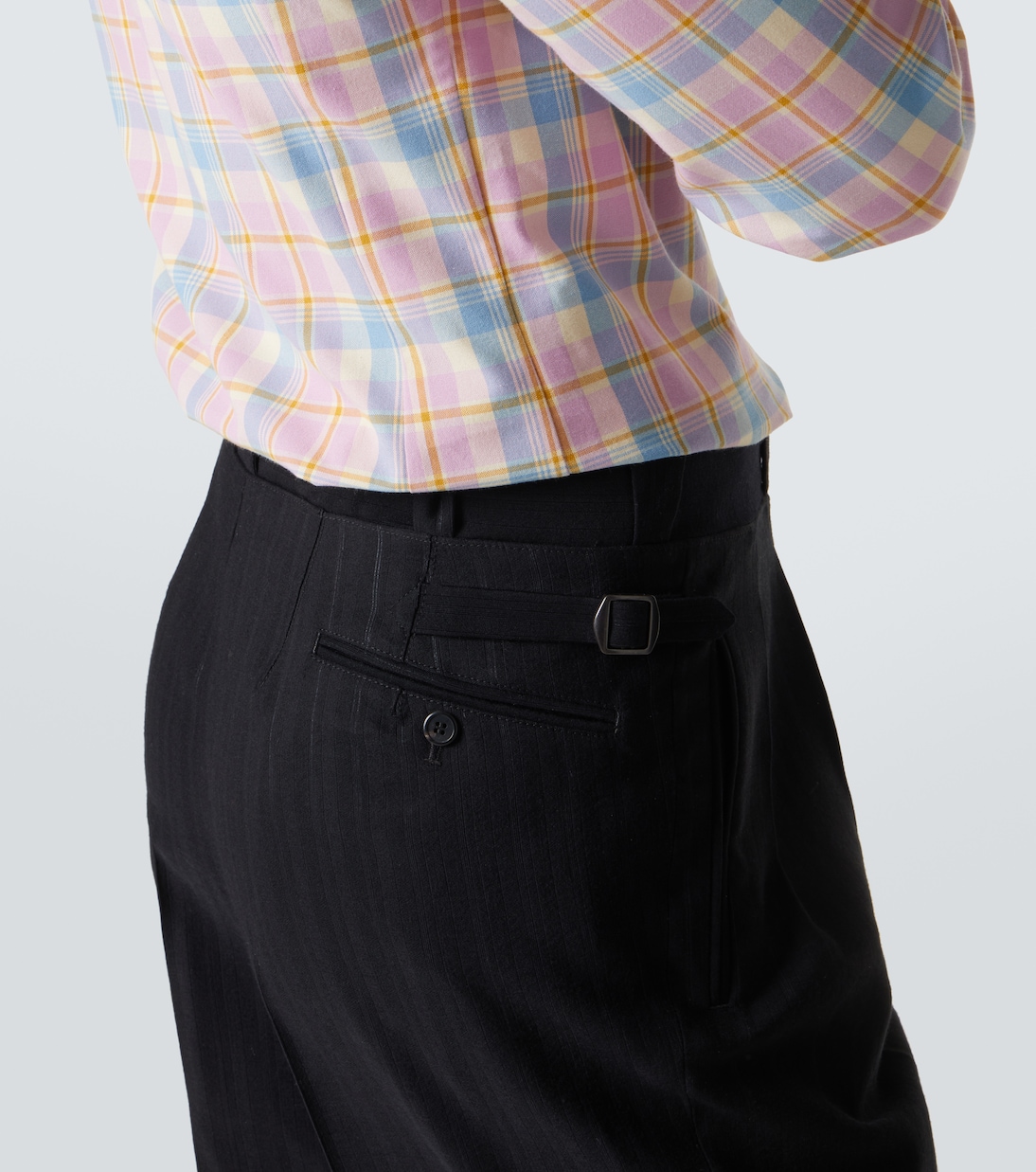 Pinstripe pleated wool-blend straight pants | Prada