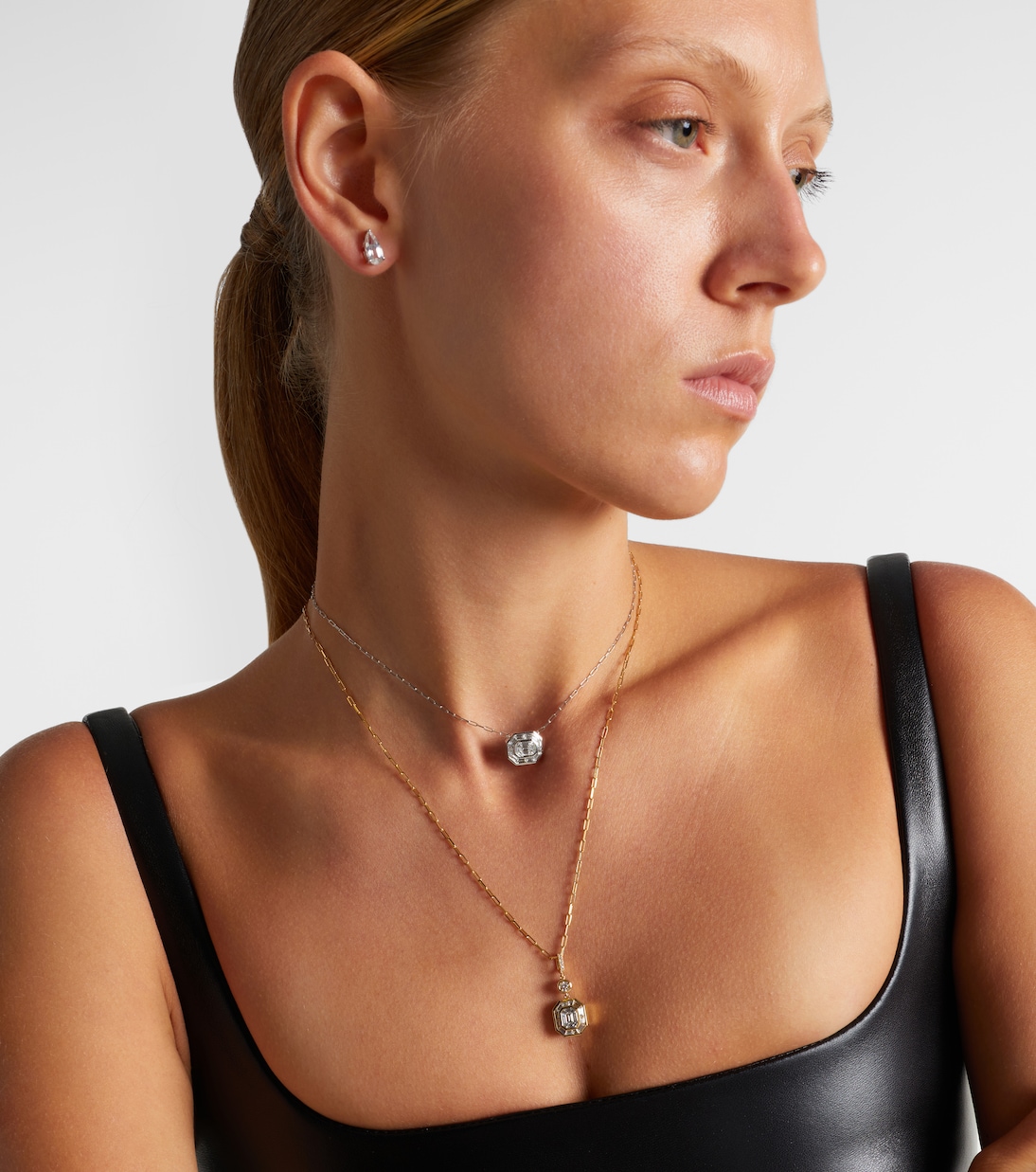 Bezel Illusion 18kt gold pendant necklace with diamonds | Shay Jewelry
