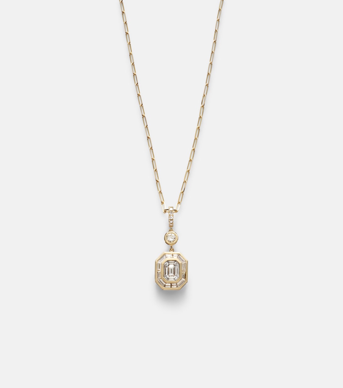 Bezel Illusion 18kt gold pendant necklace with diamonds | Shay Jewelry