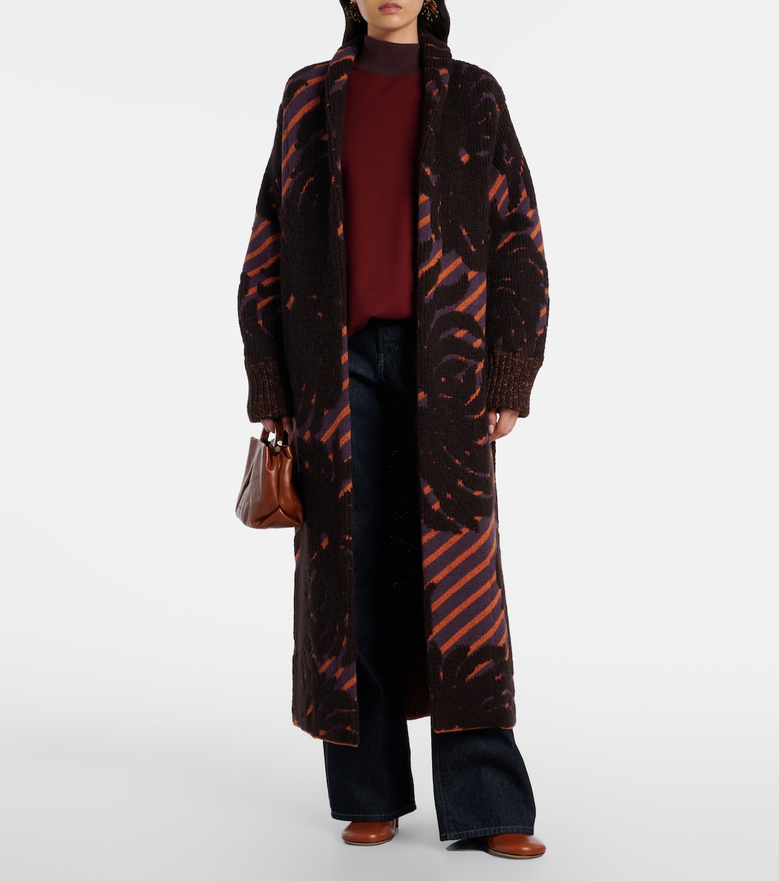Wool and alpaca-blend jacquard wrap coat | Dries Van Noten