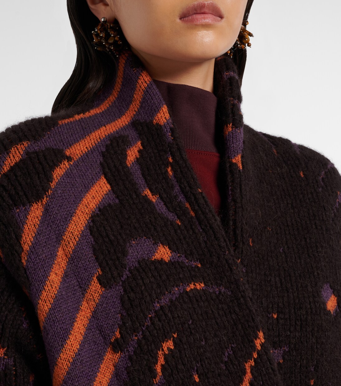 Wool and alpaca-blend jacquard wrap coat | Dries Van Noten
