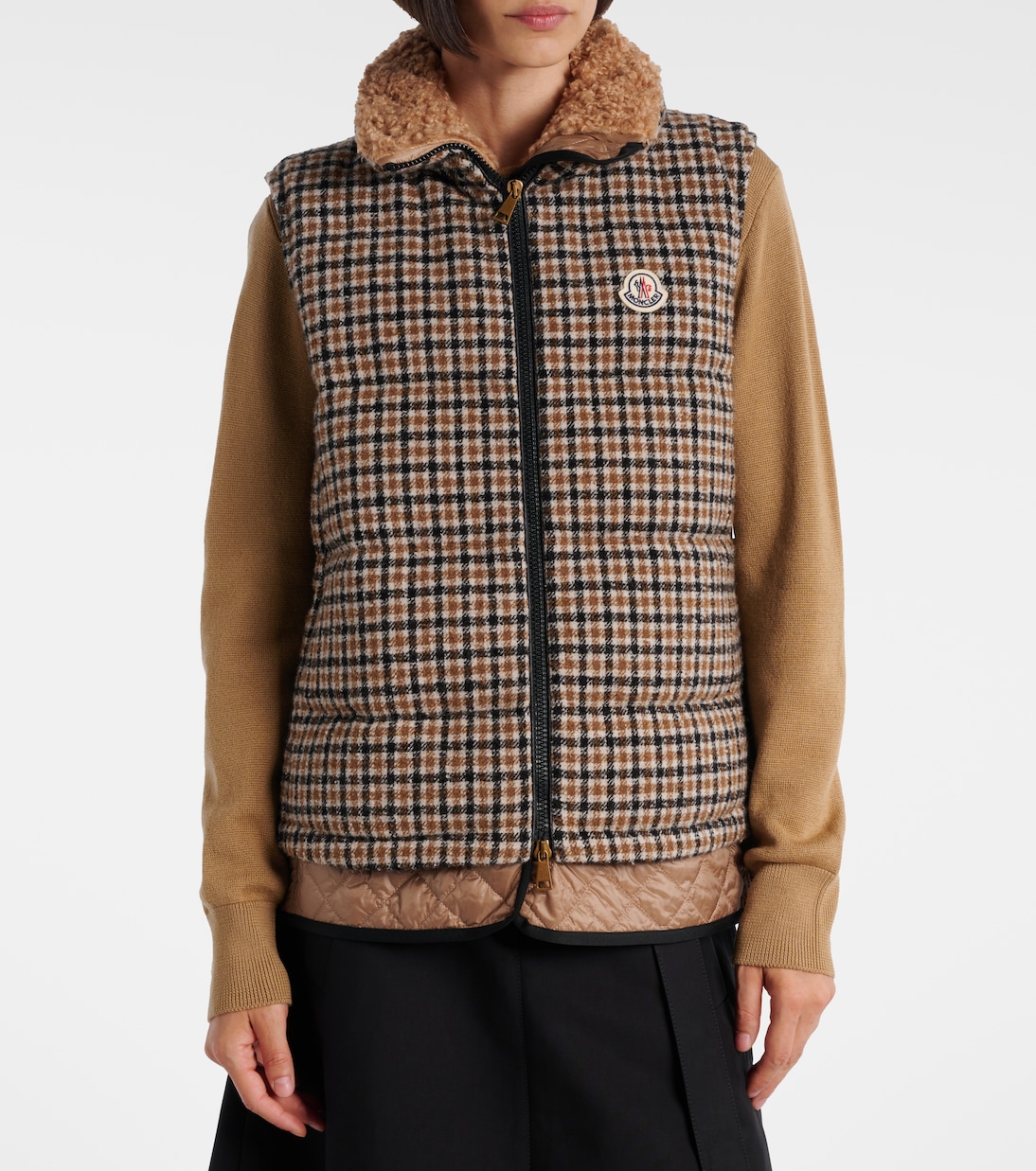 Touvet checked wool-blend down vest | Moncler