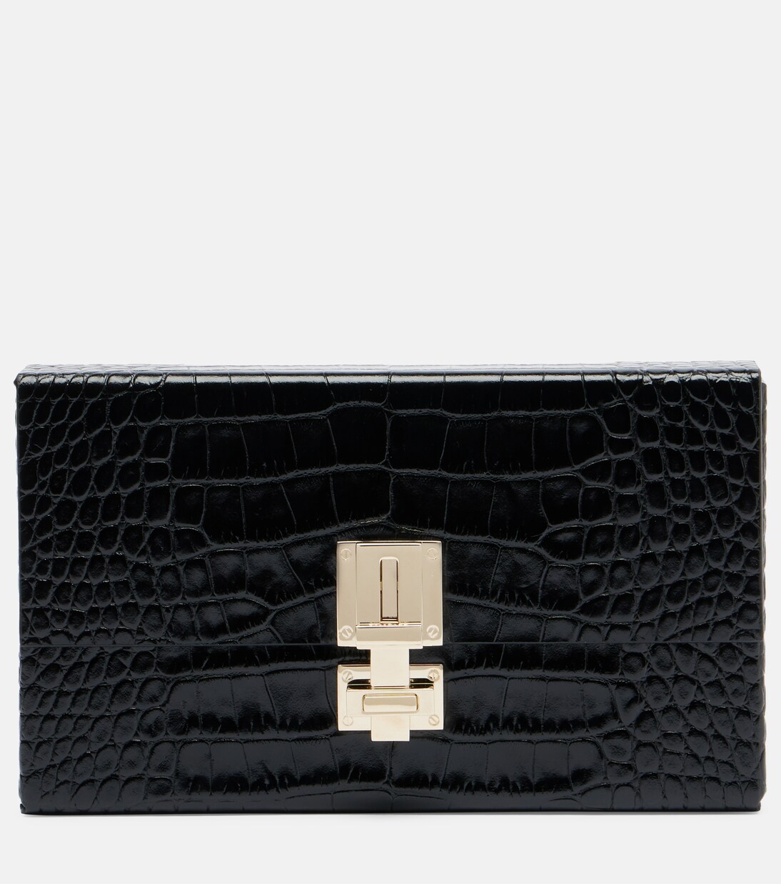 T Latch croc-effect leather box clutch | Tom Ford