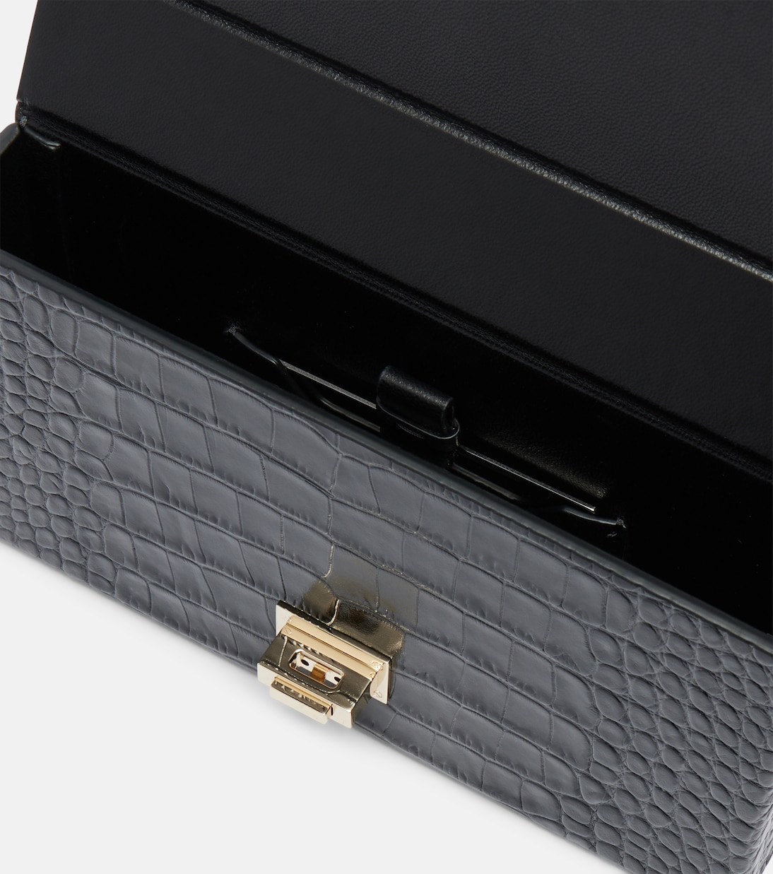 T Latch croc-effect leather box clutch | Tom Ford