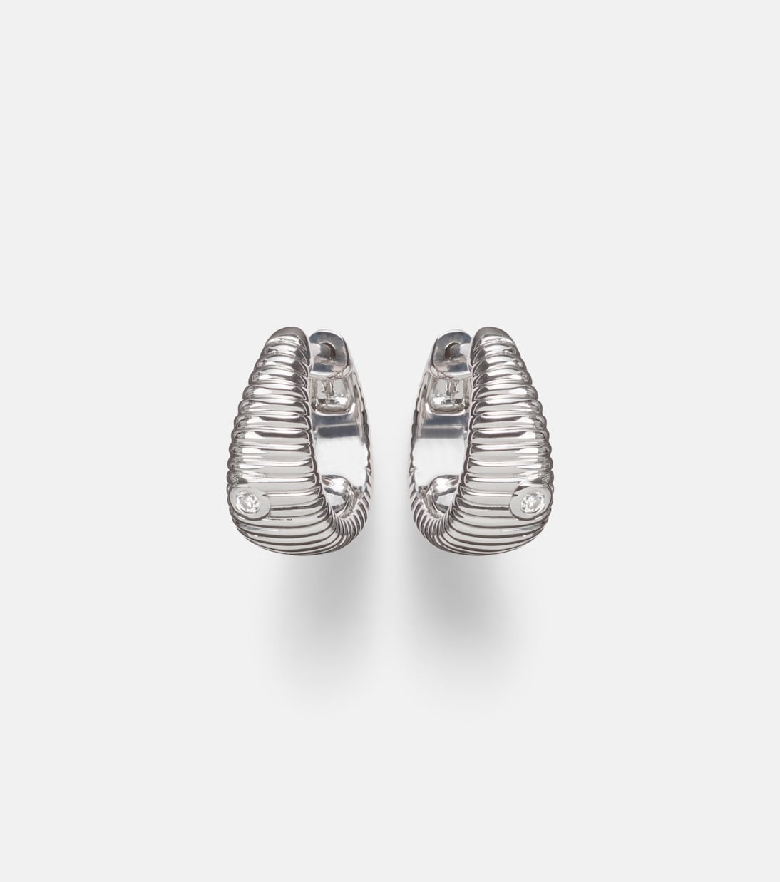Berlingot Nano 9kt white gold hoop earrings with diamonds | Yvonne Léon