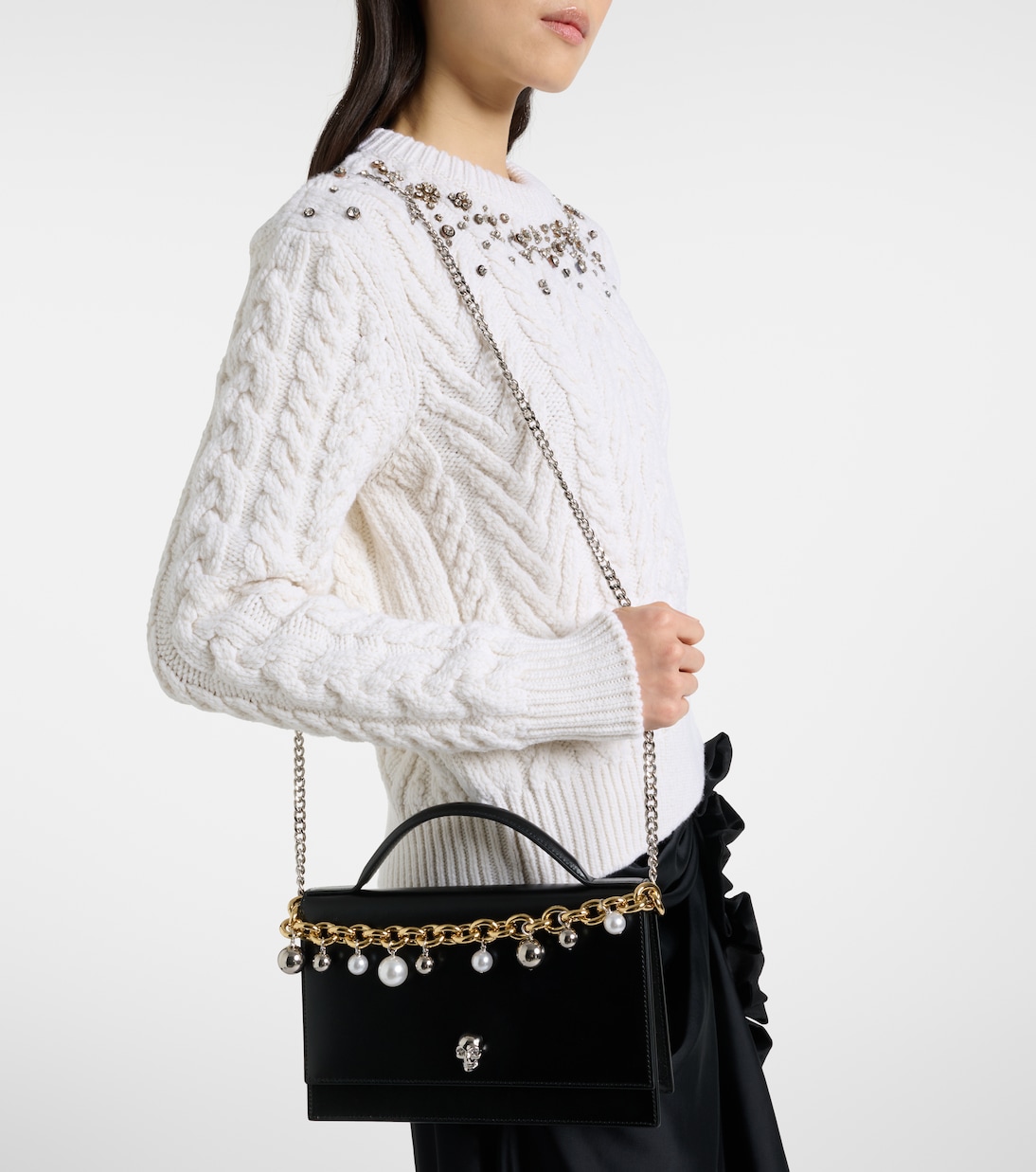 Bolso Skull Small de piel adornada | McQueen