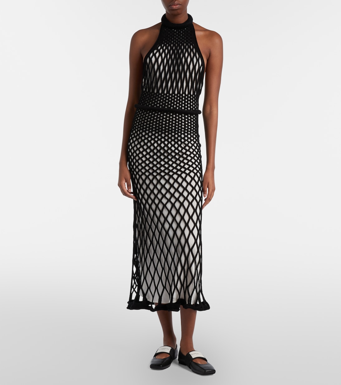 Halterneck open-back mesh midi dress | Givenchy