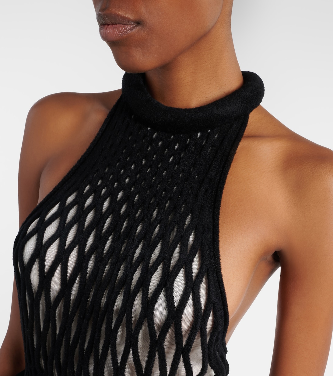 Halterneck open-back mesh midi dress | Givenchy