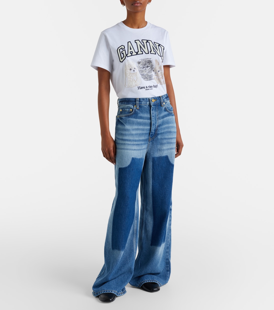 High-rise wide-leg jeans | Ganni