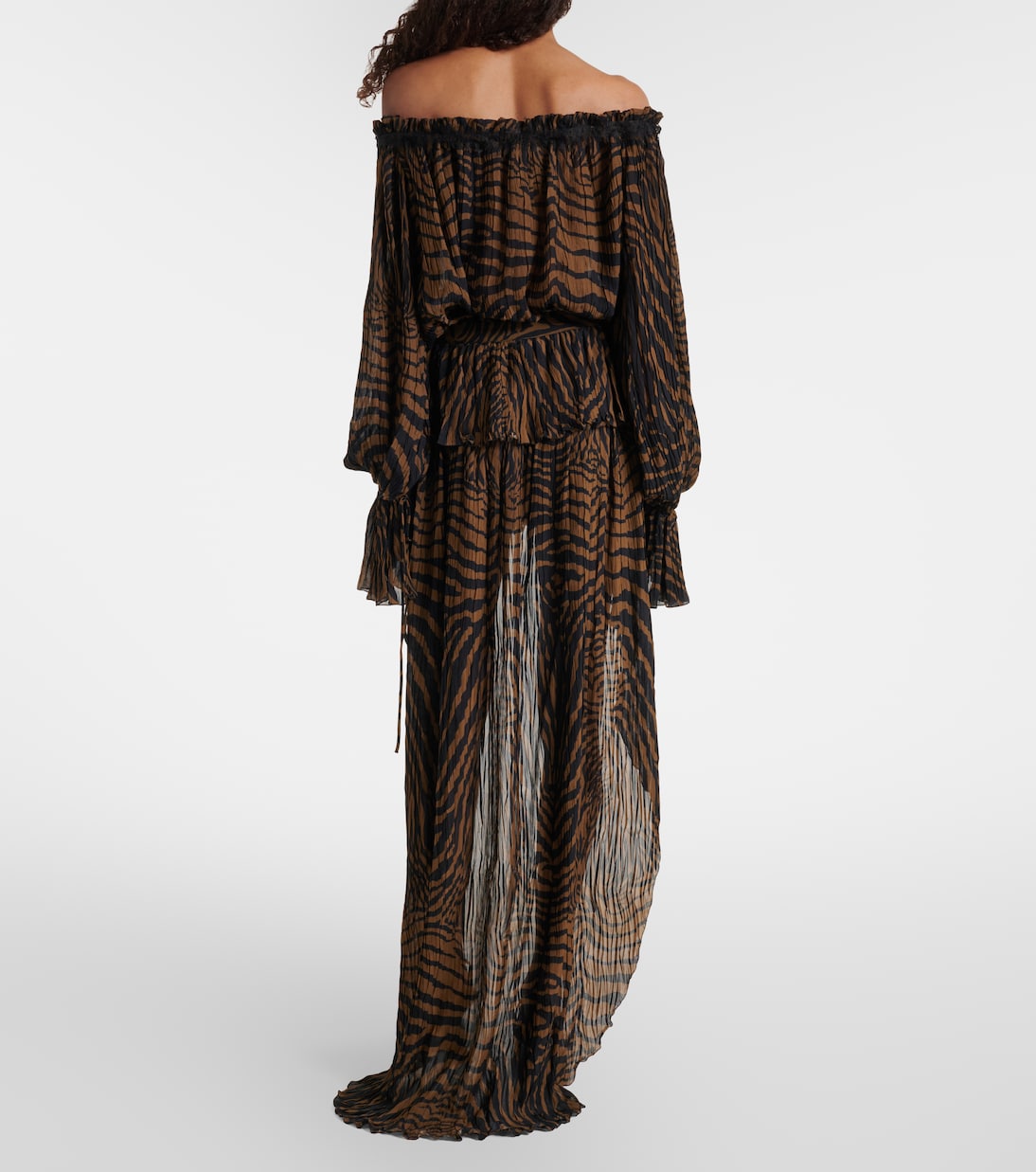 Asymmetric ruffled printed maxi skirt | Blumarine