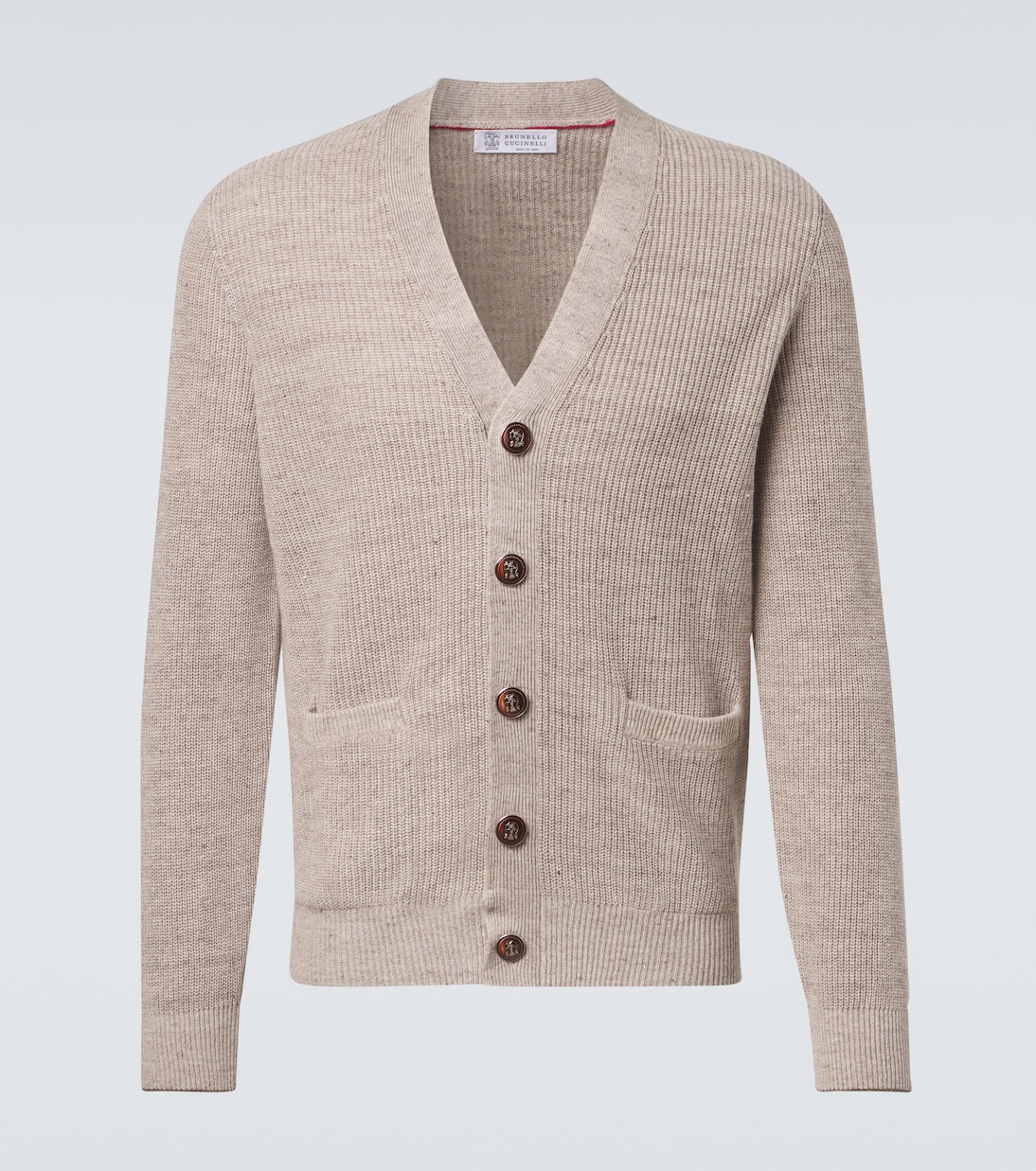 Ribbed-knit linen and cotton cardigan | Brunello Cucinelli