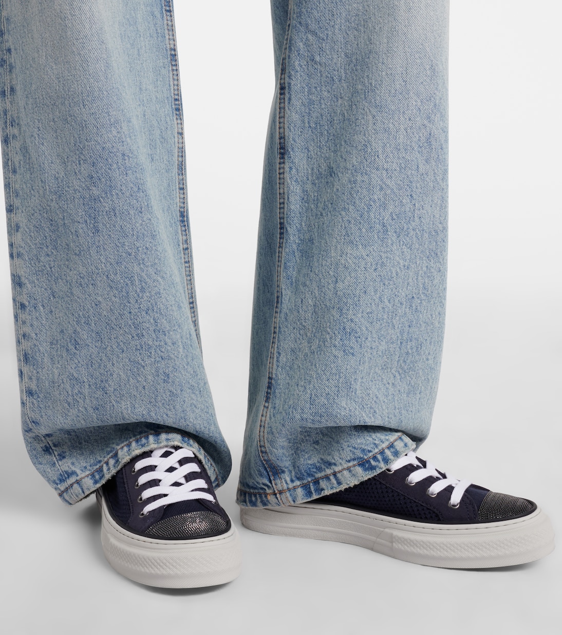 Monili suede-trimmed sneakers | Brunello Cucinelli