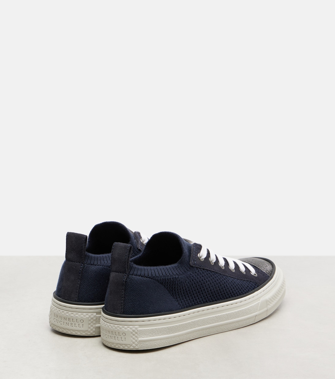 Monili suede-trimmed sneakers | Brunello Cucinelli