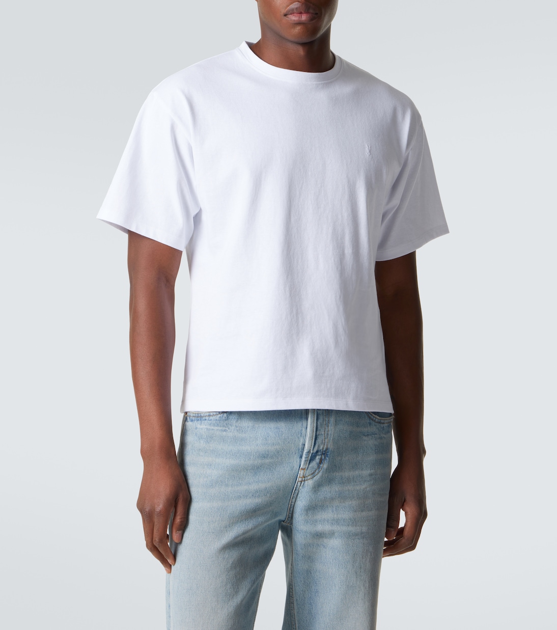 T-shirt cropped in jersey di cotone | Saint Laurent