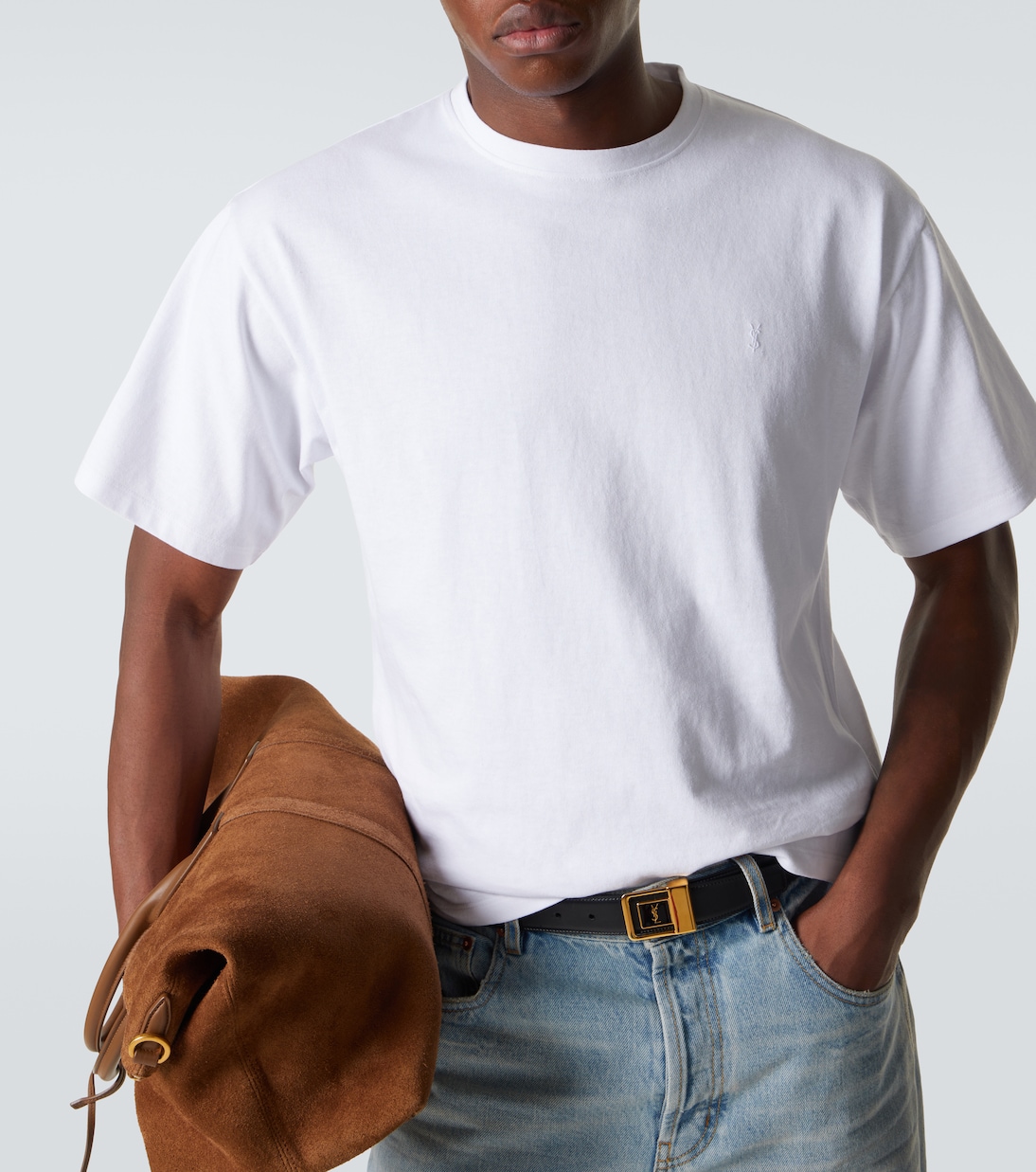 T-shirt cropped in jersey di cotone | Saint Laurent