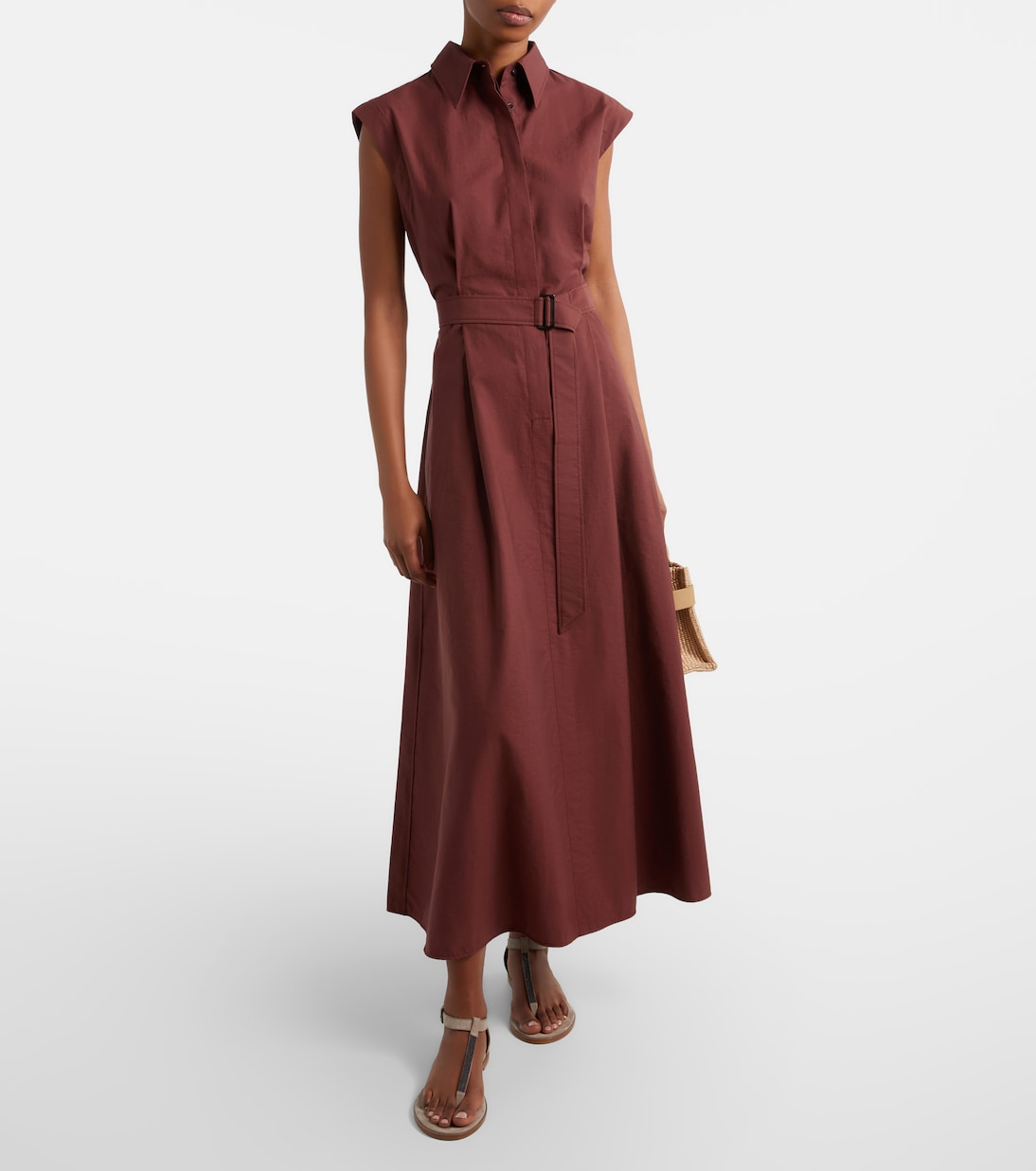 Monili cotton-blend midi dress | Brunello Cucinelli