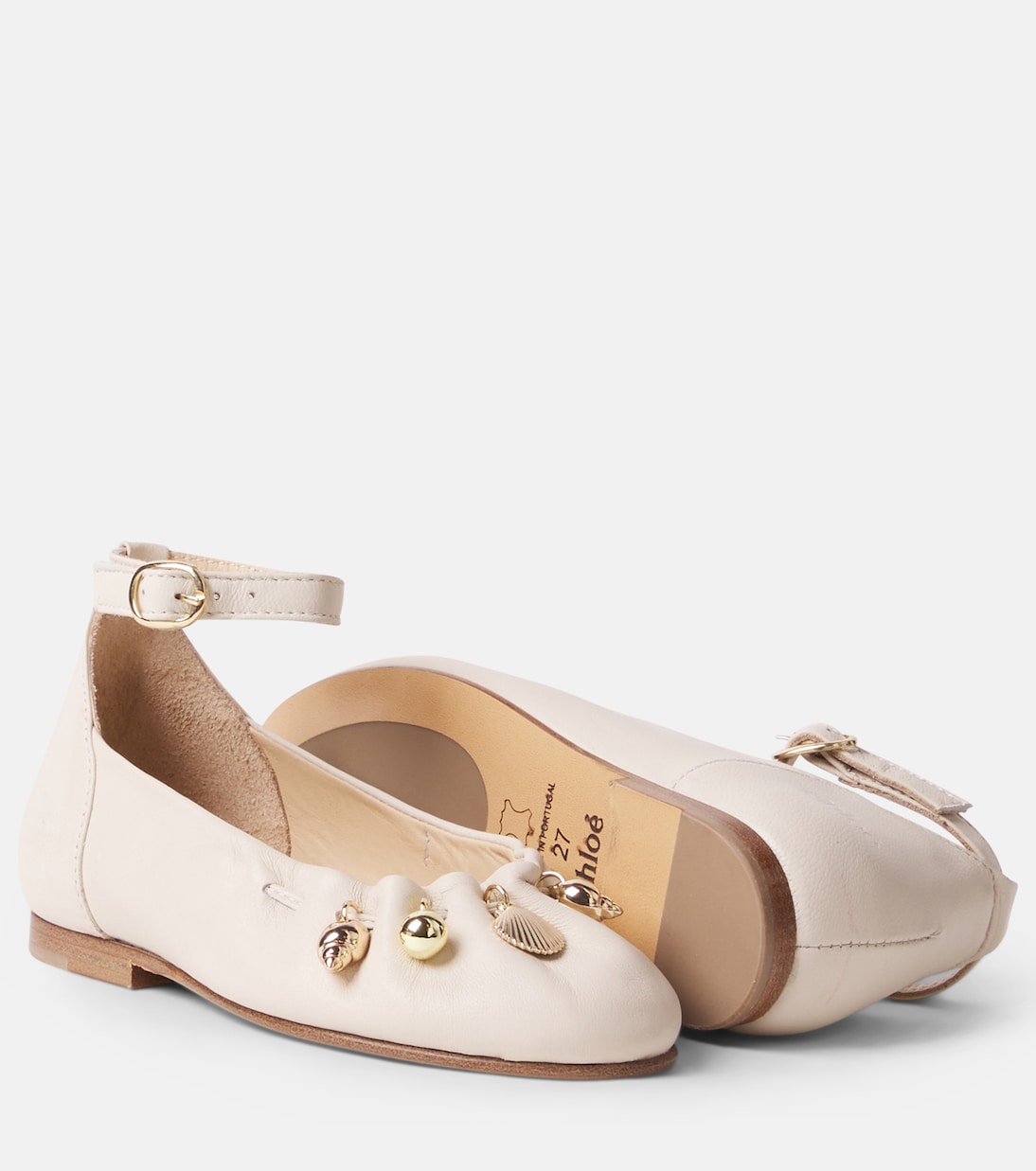 Verzierte Ballerinas aus Leder | Chloé Kids