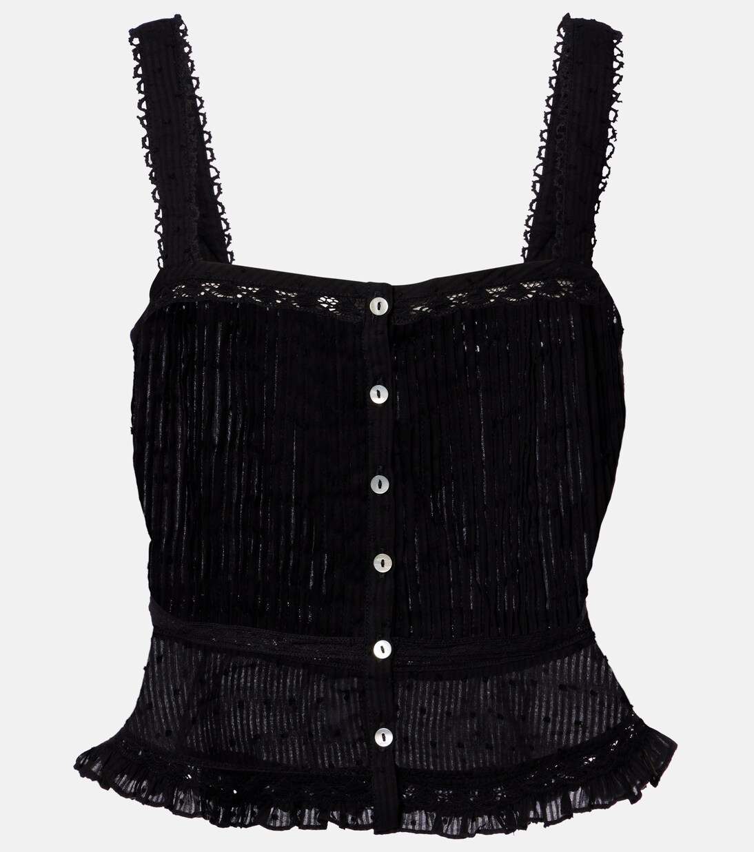 توب من القطن مقلّم بالدانتيل Berry | Poupette St Barth