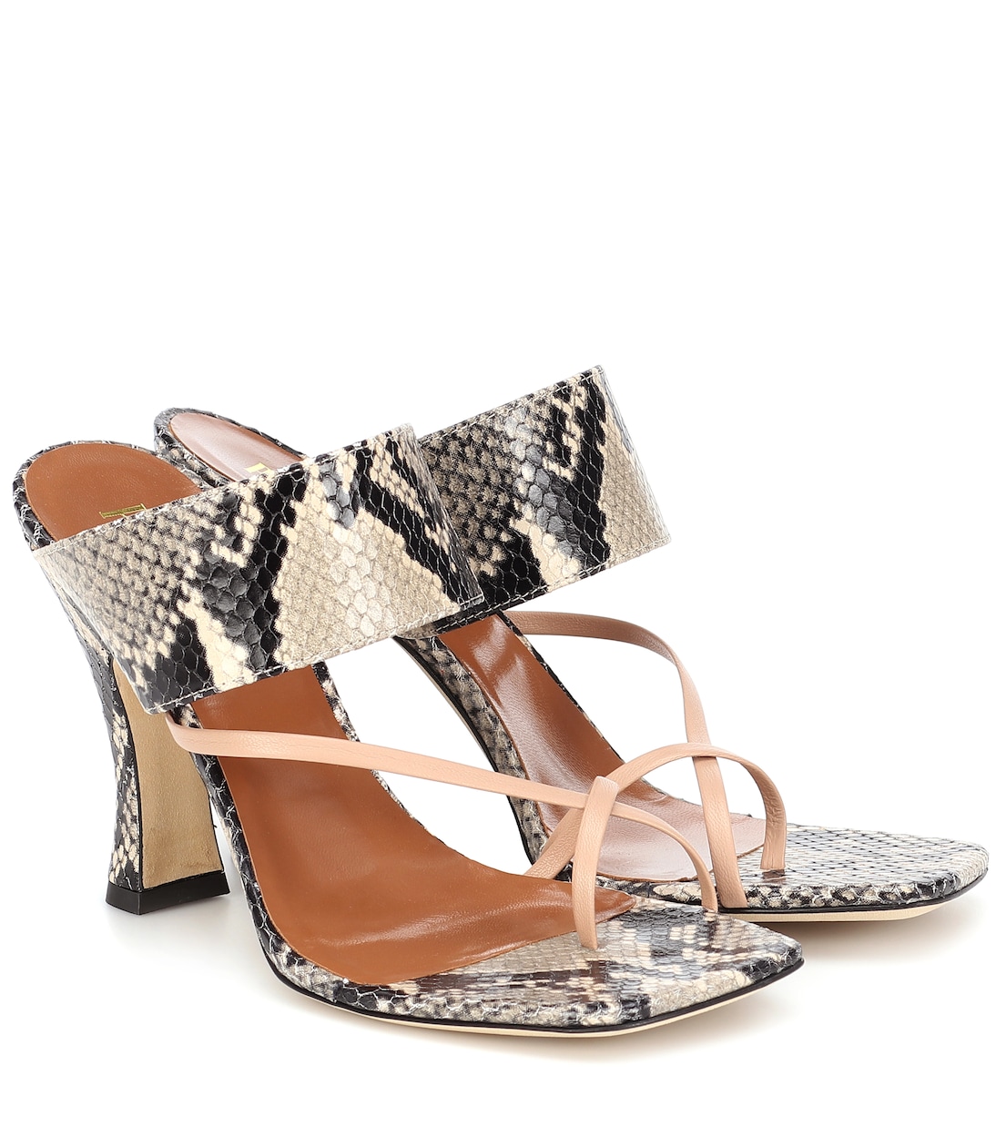 Snake-effect-leather sandals | Paris Texas