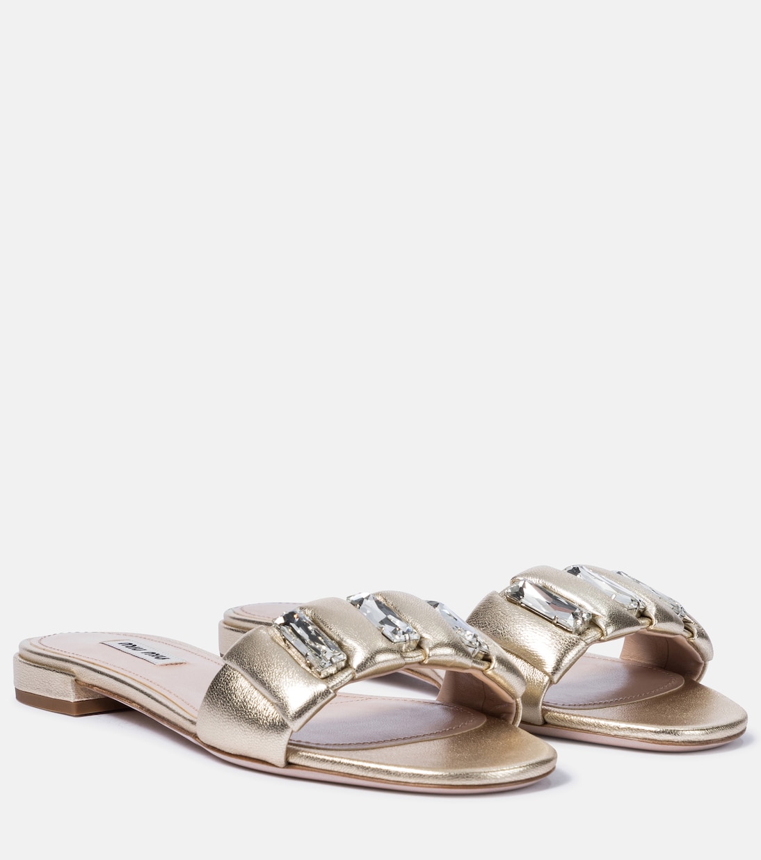 Embellished leather slides | Miu Miu