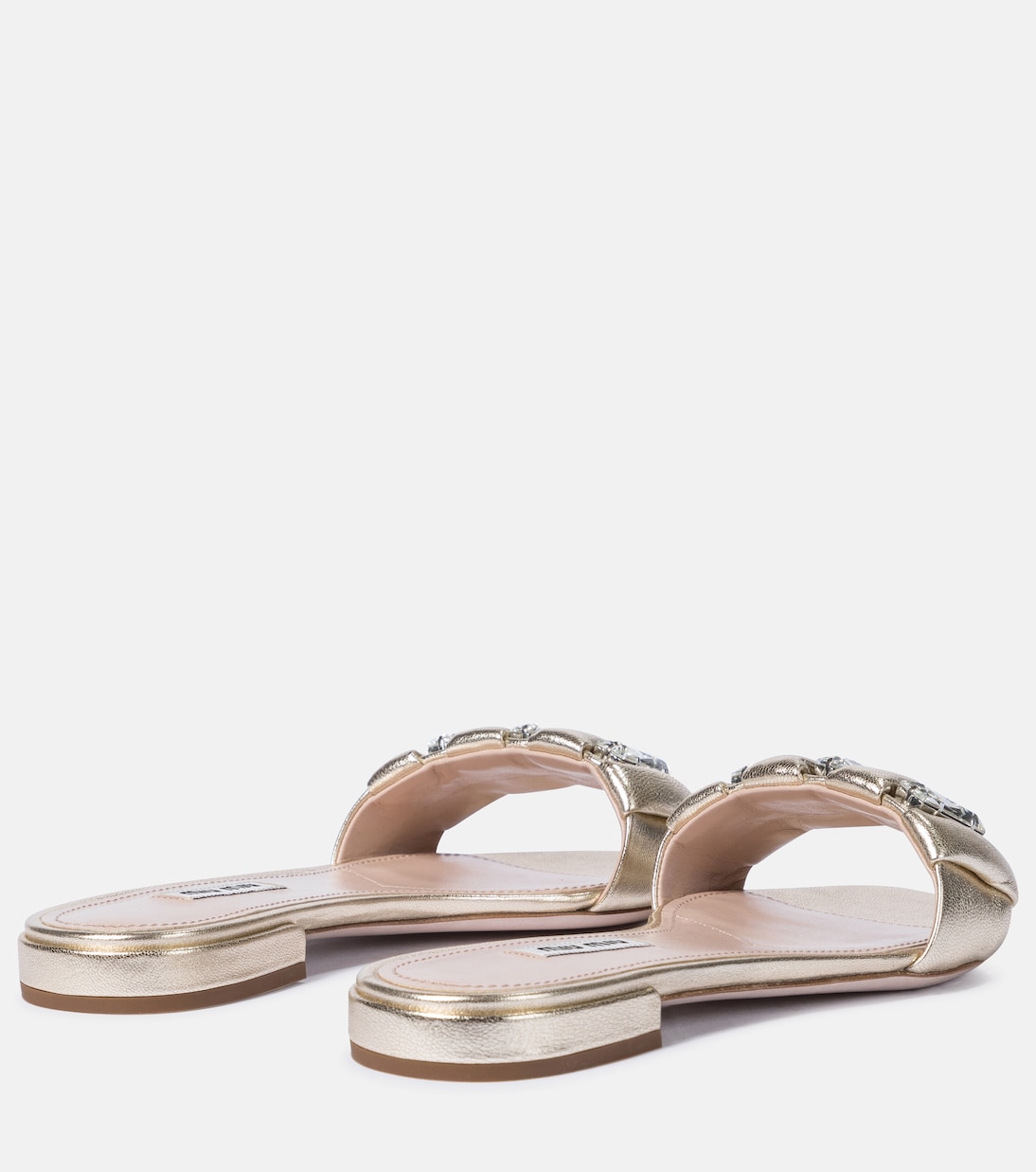 Embellished leather slides | Miu Miu