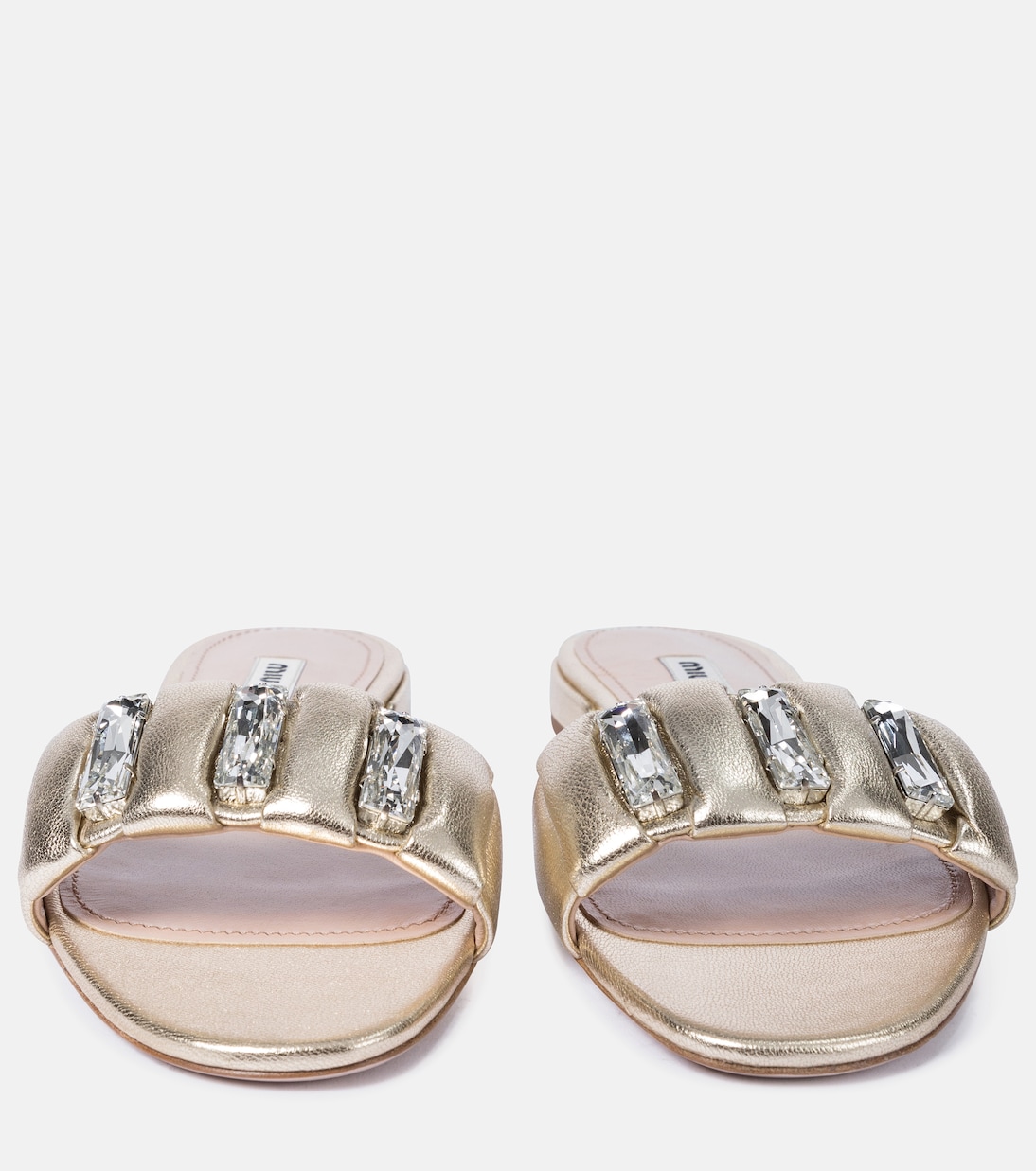 Embellished leather slides | Miu Miu