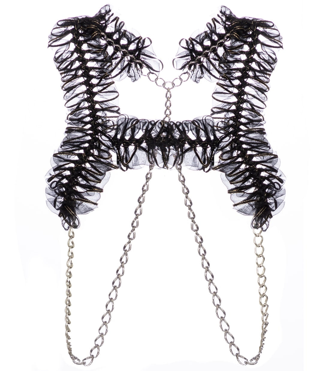 Tulle and chainlink harness | Noir Kei Ninomiya