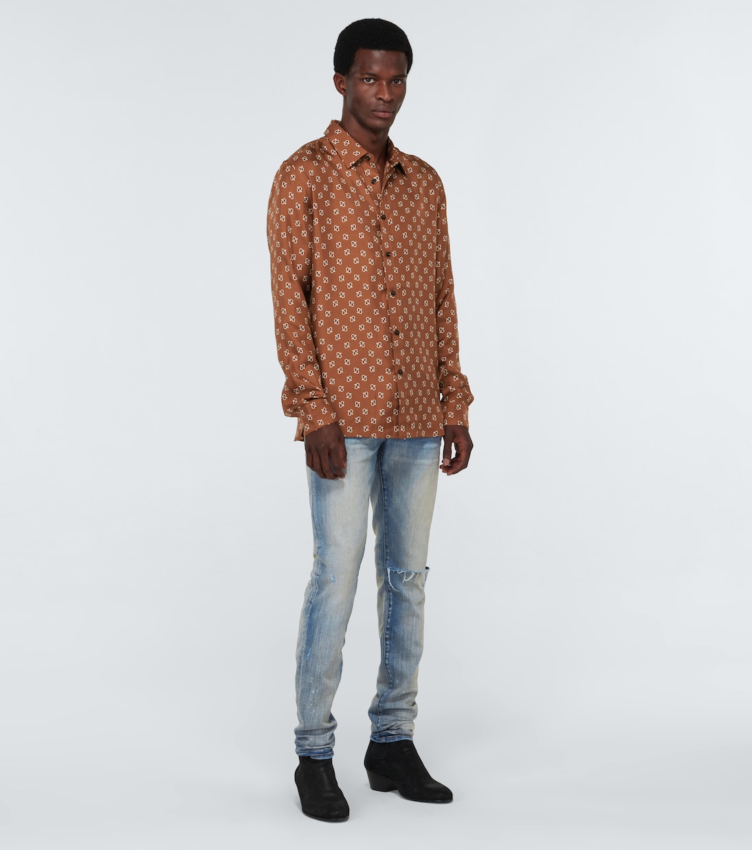 Camicia in seta con stampa micro Paisley | Amiri