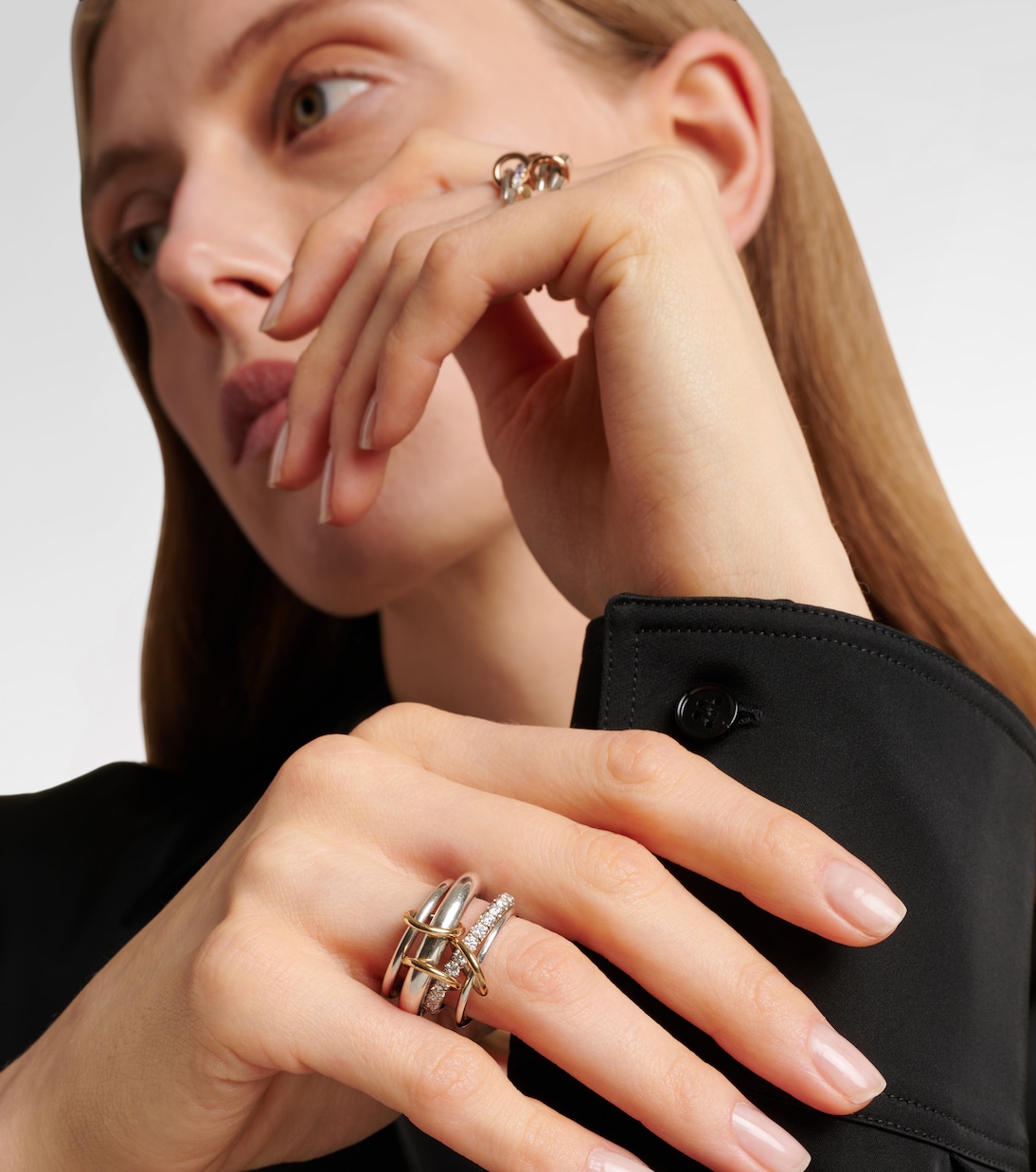 Anello Luna in oro 18kt e argento sterling con diamanti | Spinelli Kilcollin